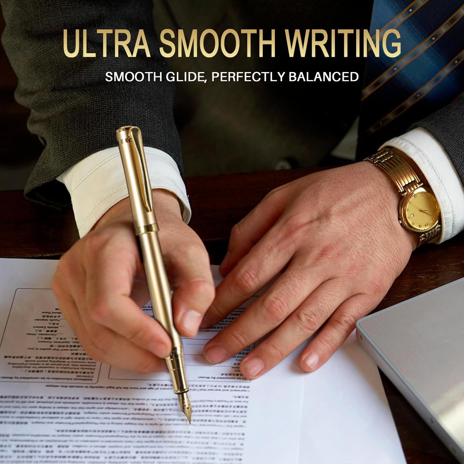 细笔尖钢笔全套 | 留学生宿舍深夜日记，顺滑墨水金饰书写墨盒转换器袖套，缓解异乡孤独