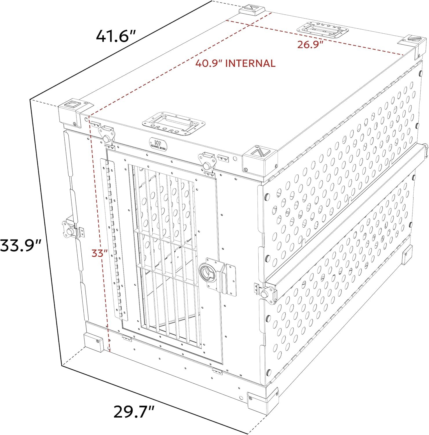重型可折叠铝合金狗笼 大号黑色 - 留学生小公寓一键折叠宠物安全屋