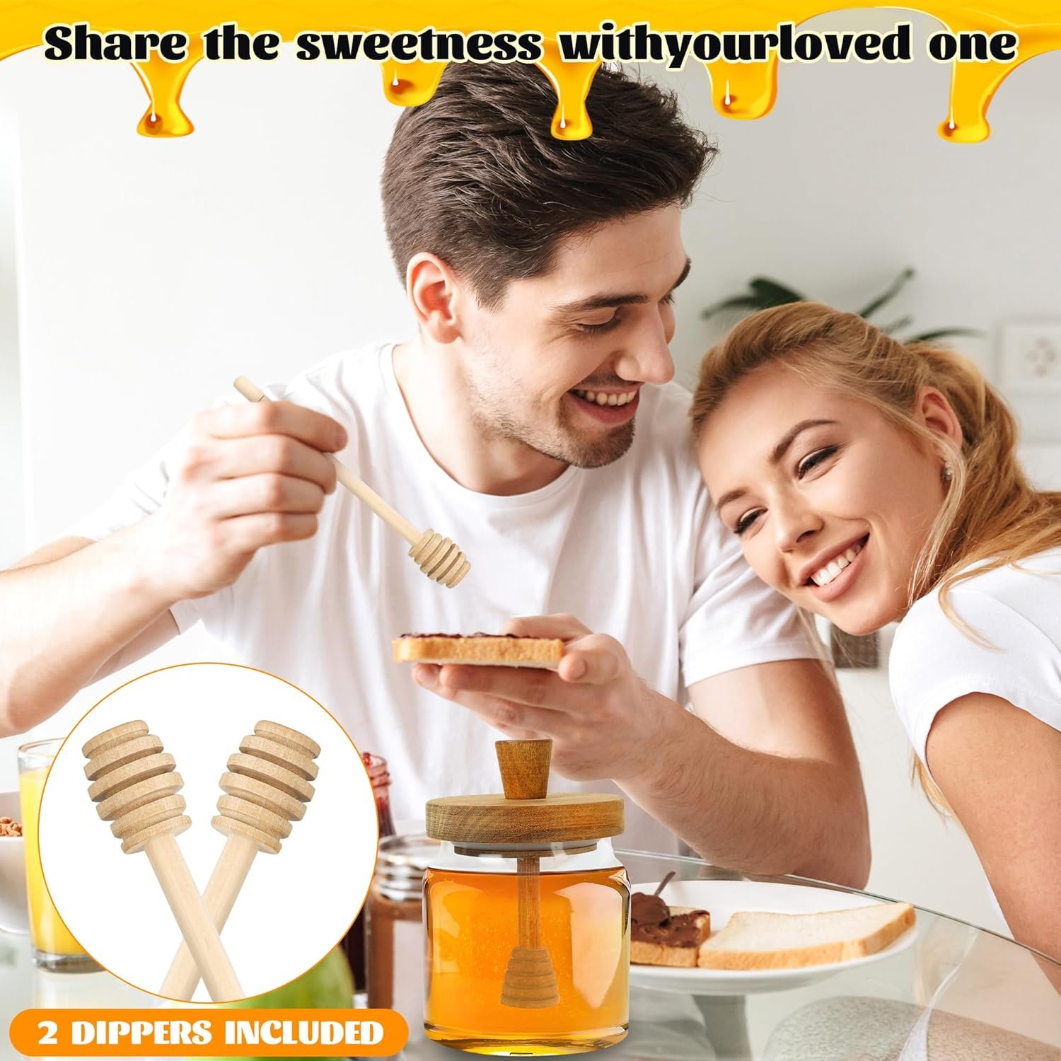 18oz玻璃蜂蜜罐带木勺密封盖-留学生小厨房宽口蜜壶轻松舀蜜泡茶解乡愁 18oz玻璃蜂蜜罐带木勺密封盖-留学生小厨房宽口蜜壶轻松舀蜜泡茶解乡愁