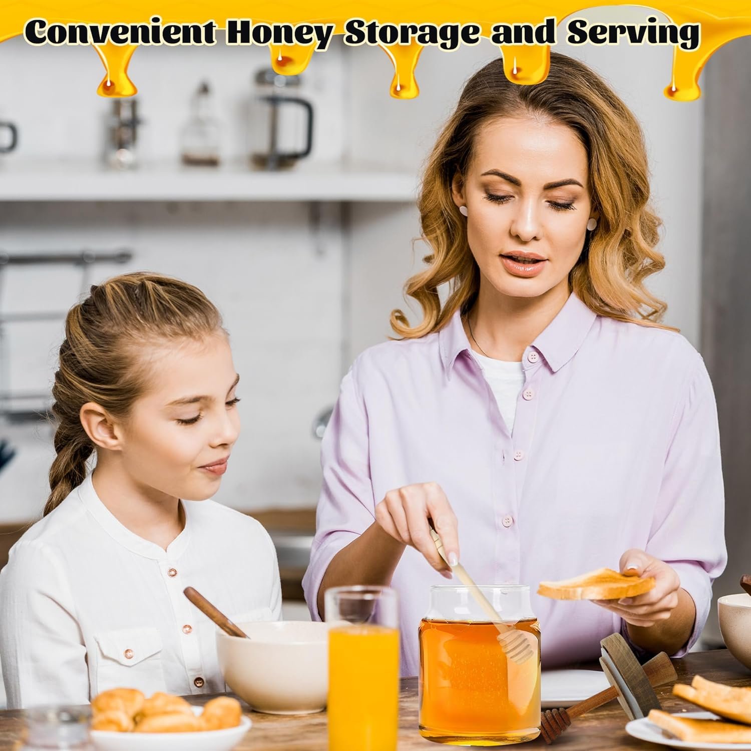 18oz玻璃蜂蜜罐带木勺密封盖-留学生小厨房宽口蜜壶轻松舀蜜泡茶解乡愁 18oz玻璃蜂蜜罐带木勺密封盖-留学生小厨房宽口蜜壶轻松舀蜜泡茶解乡愁