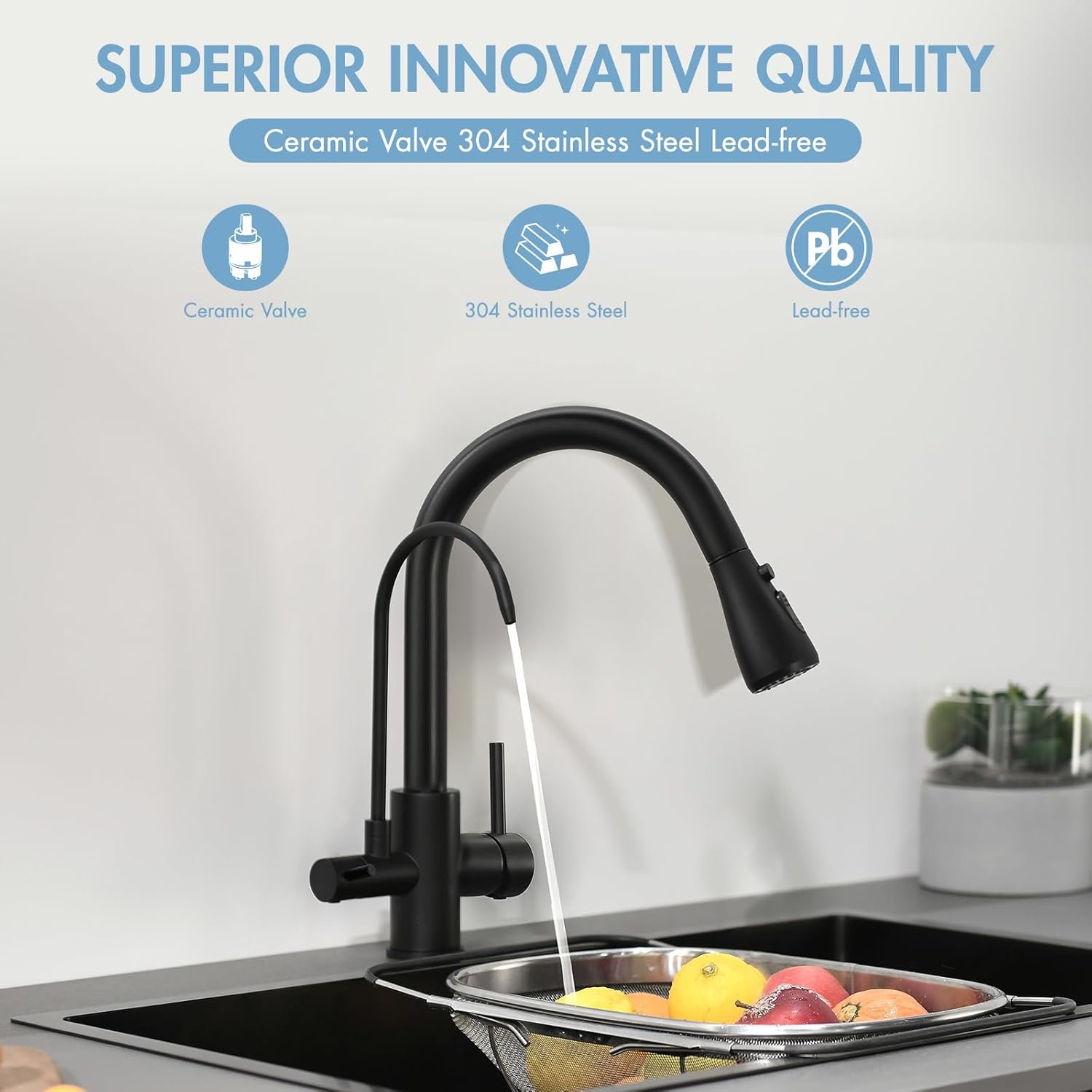 3合1黑色厨房水龙头带下水槽过滤系统 留学生公寓直饮纯净水 滤铅氯异味重现家乡煮饭安心 3合1黑色厨房水龙头带下水槽过滤系统 留学生公寓直饮纯净水 滤铅氯异味重现家乡煮饭安心