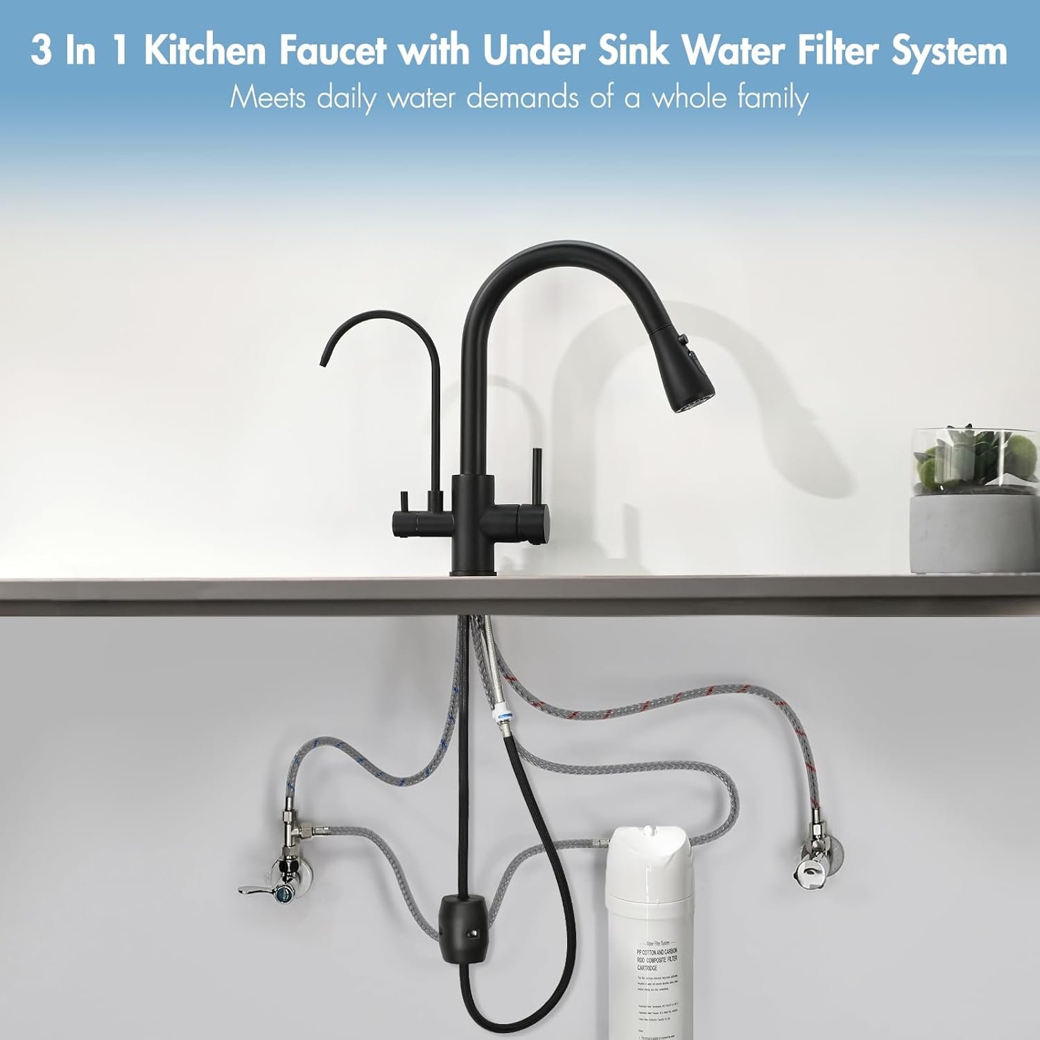 3合1黑色厨房水龙头带下水槽过滤系统 留学生公寓直饮纯净水 滤铅氯异味重现家乡煮饭安心 3合1黑色厨房水龙头带下水槽过滤系统 留学生公寓直饮纯净水 滤铅氯异味重现家乡煮饭安心