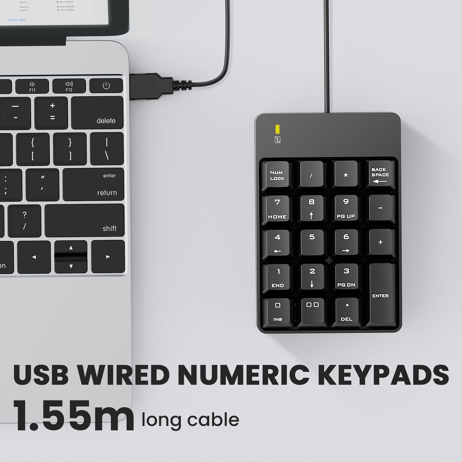 USB 19键数字小键盘 留学生宿舍笔记本记账神器 大字体快速输入财务数据黑