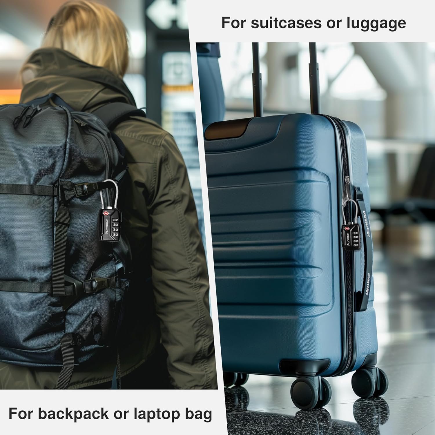 2件装TSA认证行李锁 4位密码可重置锌合金旅行锁 留学生机场托运行李防盗守护背包健身柜