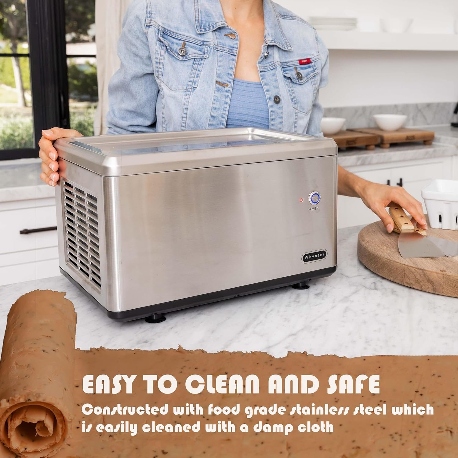 0.5夸脱不锈钢压缩式卷冰淇淋机 留学生小厨房速制泰国街头卷冰 宿舍一键解乡愁