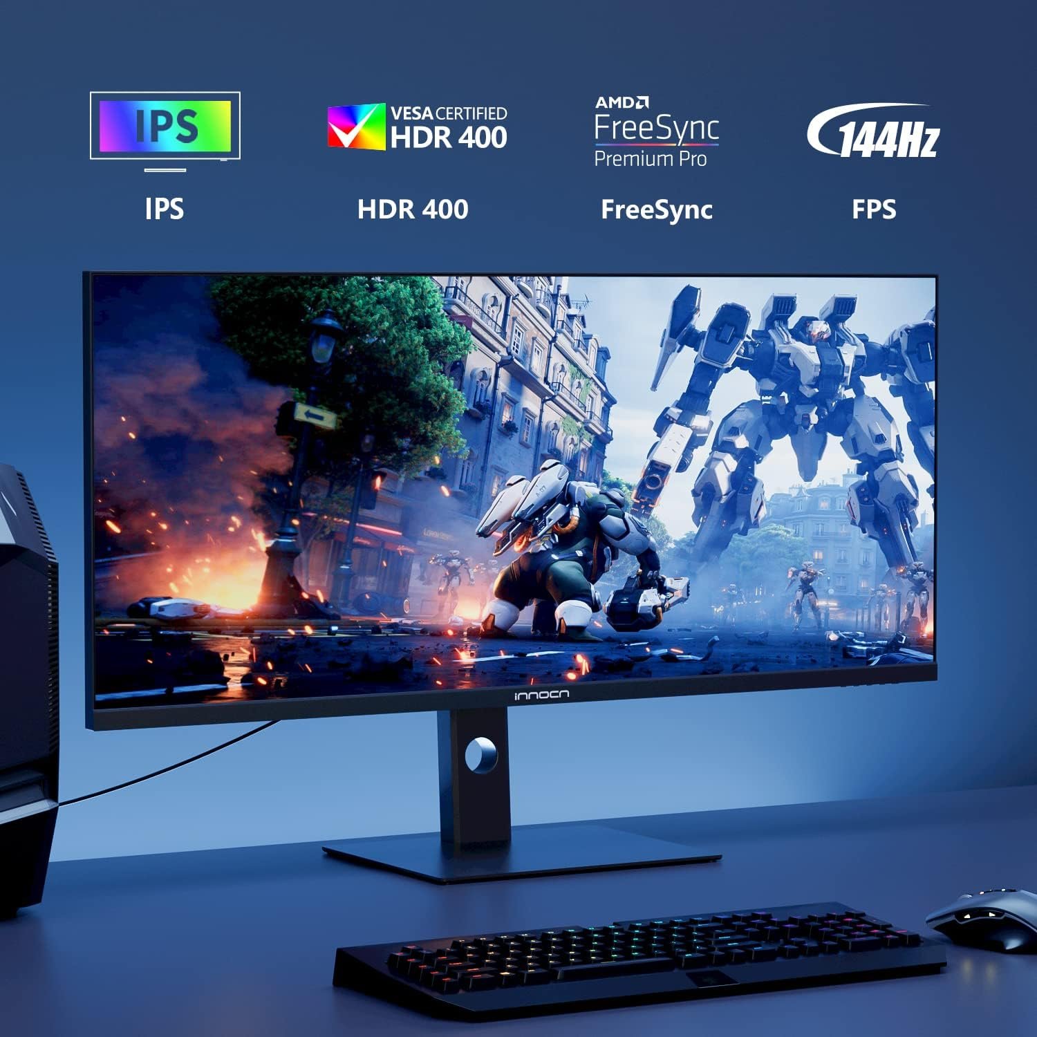40英寸WQHD超宽显示器3440x1440 144Hz FreeSync Premium HDR400 21:9 95% DCI-P3 500尼特IPS USB-C HDMI 可调高度VESA 留学生宿舍一屏多开作业追剧沉浸高效不卡顿