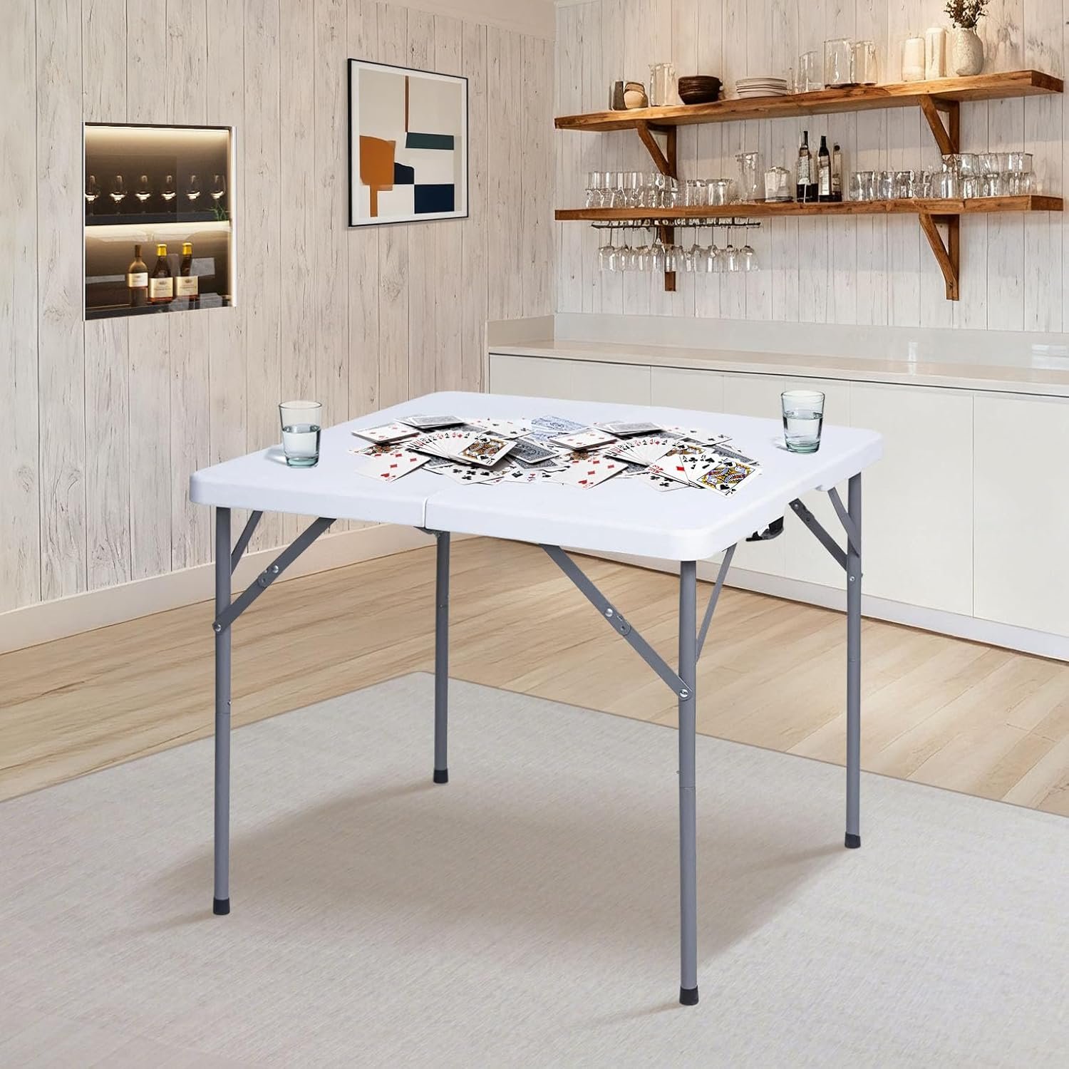 34英寸方形树脂折叠桌 留学生宿舍一秒变聚餐游戏台 室内外白色可折叠腿