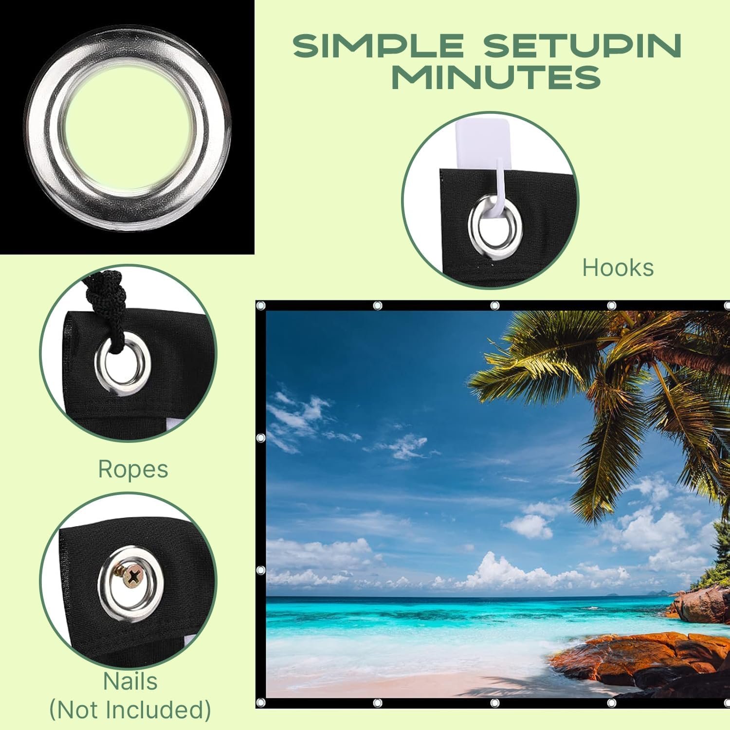 150英寸投影幕 留学生宿舍电影夜神器 可洗16:9折叠防皱便携双面投影 室内外家庭影院