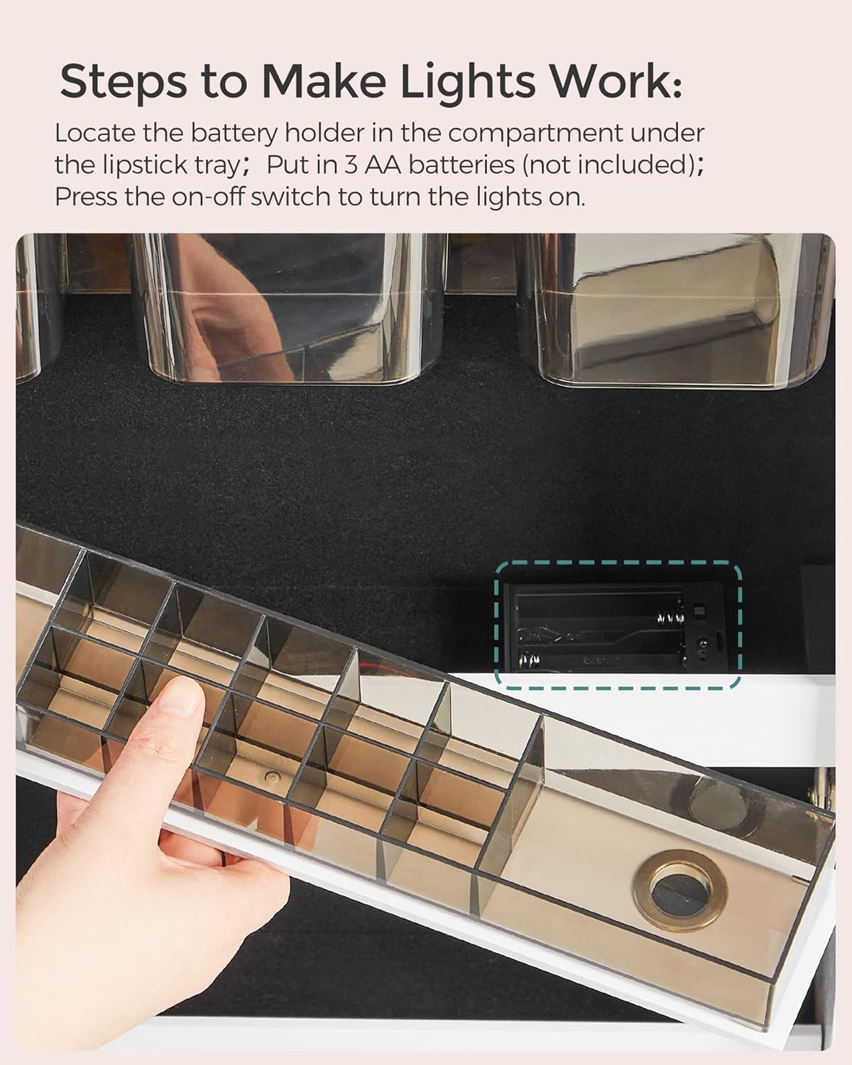 宿舍墙挂镜面首饰柜 带灯全身镜+内置化妆镜 2抽屉可锁白色 留学生小空间速变时尚化妆间