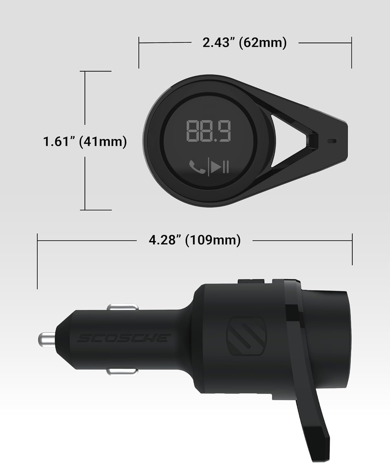 车载FM蓝牙发射器 留学生海外自驾听家乡音乐 双12W USB-C USB-A快充 免提Siri通话不分心