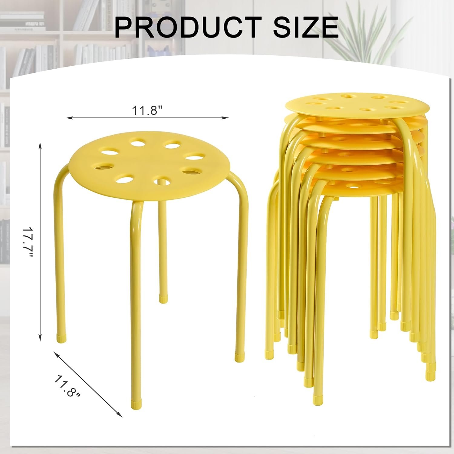 6件套17.7英寸黄色彩可堆叠矮凳 留学生宿舍空间紧张瞬间多座聚会解决方案