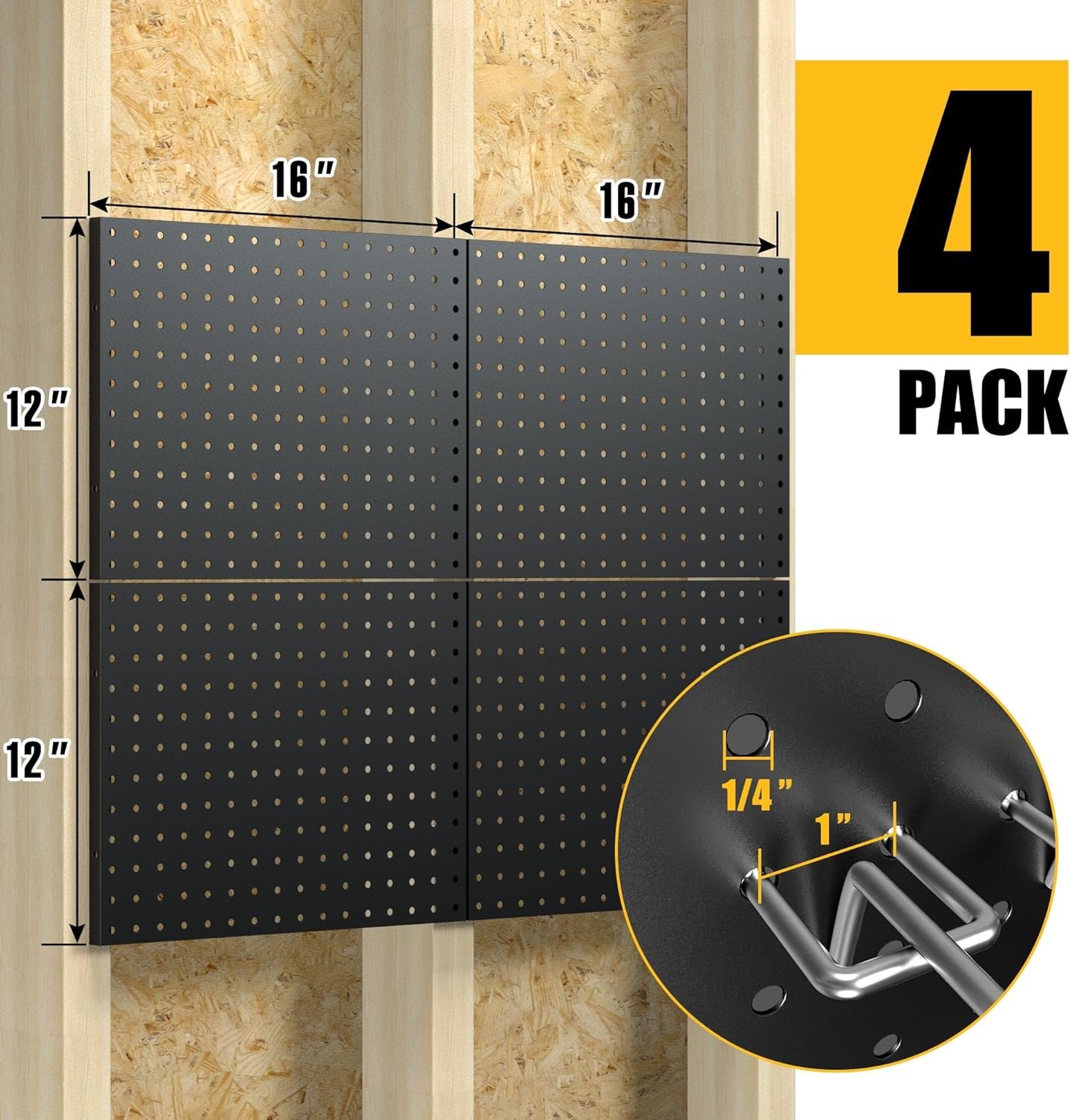 4件金属挂板50钩黑色墙储物板 留学生宿舍小空间工具厨具瞬间井然收纳