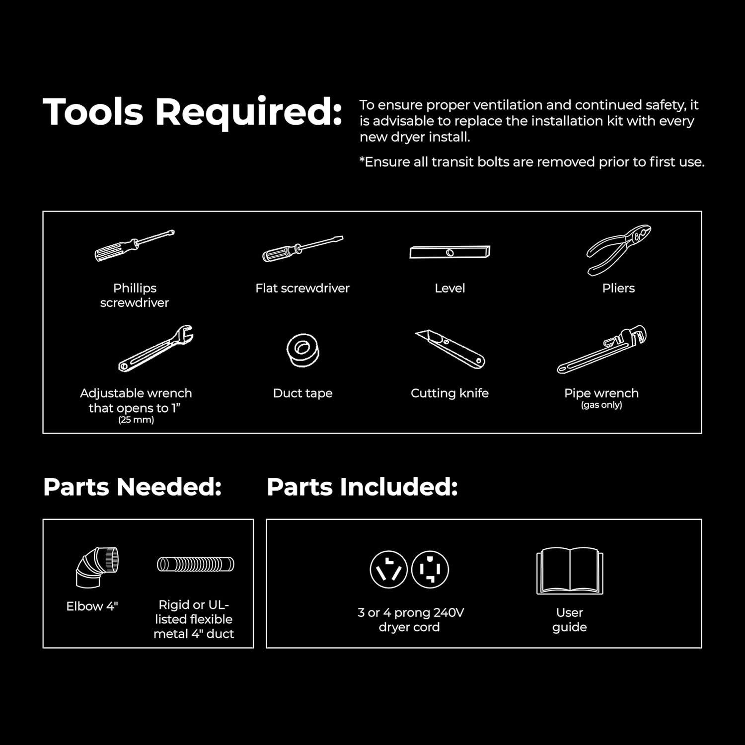 7.0立方英尺前置电烘干机 防皱防静电智能传感器干燥 LED白色 - 留学生宿舍雨天速干衣物 省空间告别潮湿等待自信出门
