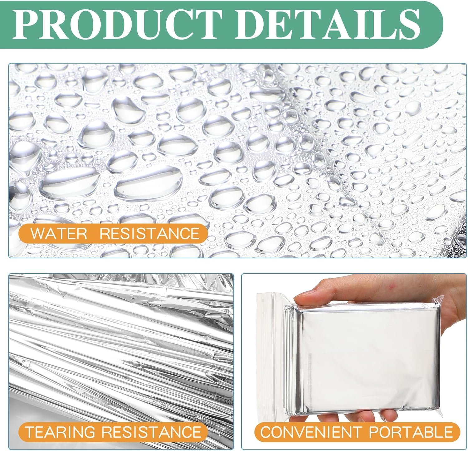 120片银色应急铝箔保暖毯 留学生海外寒冬徒步露营瞬间保暖生存套装