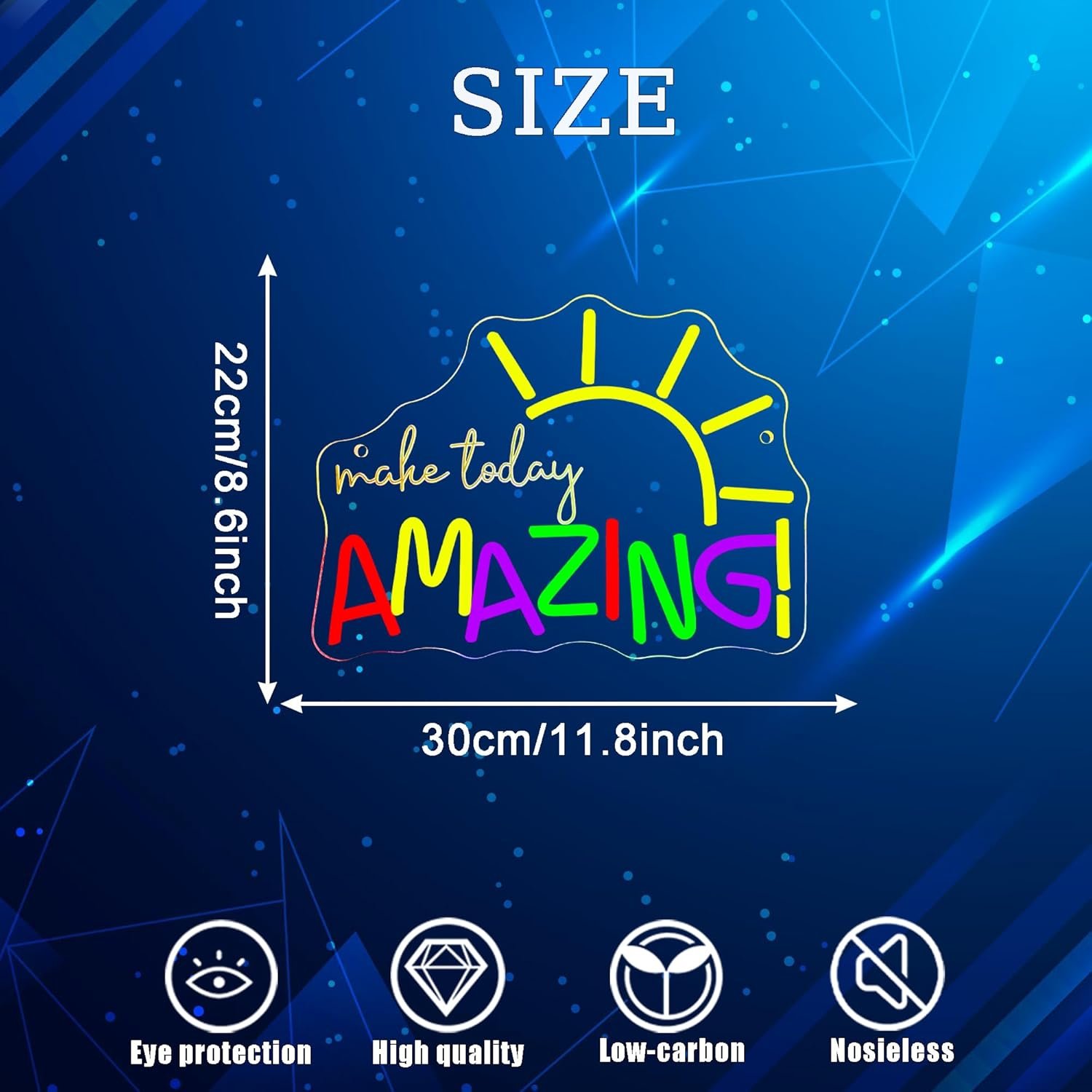 Make Today Amazing 励志霓虹灯 | 留学生宿舍书桌点亮海外独处学习瞬间，USB可调光正能量氛围装饰（30x22cm）