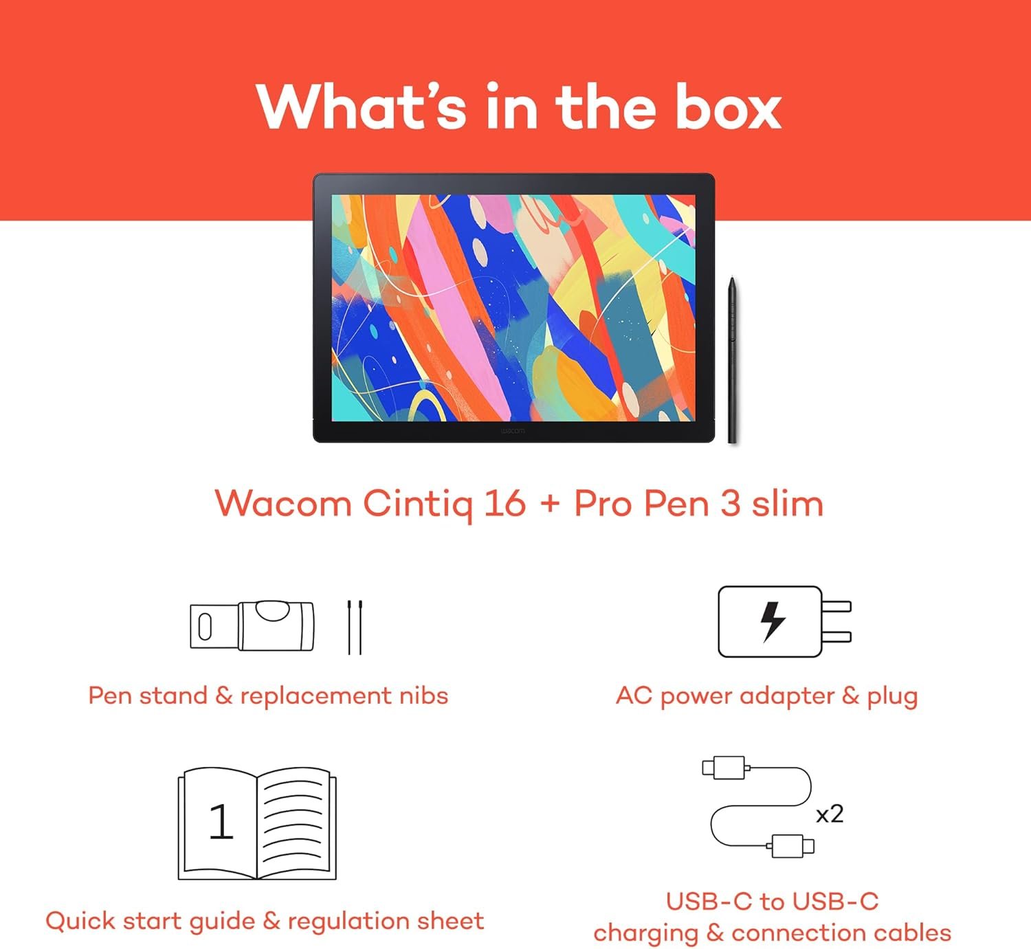 16英寸带屏绘图板 无电池专业笔 100% sRGB | 留学生宿舍深夜一笔绘梦 数字设计动画游戏创作站 兼容Mac PC