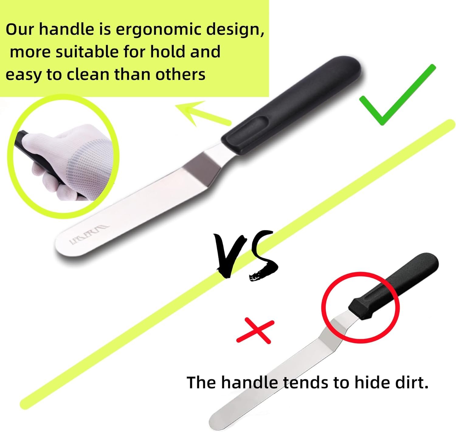 留学生宿舍烘焙神器 4-6寸防滑糖霜刮刀 不锈钢偏移平刀 轻松抹平完美蛋糕霜