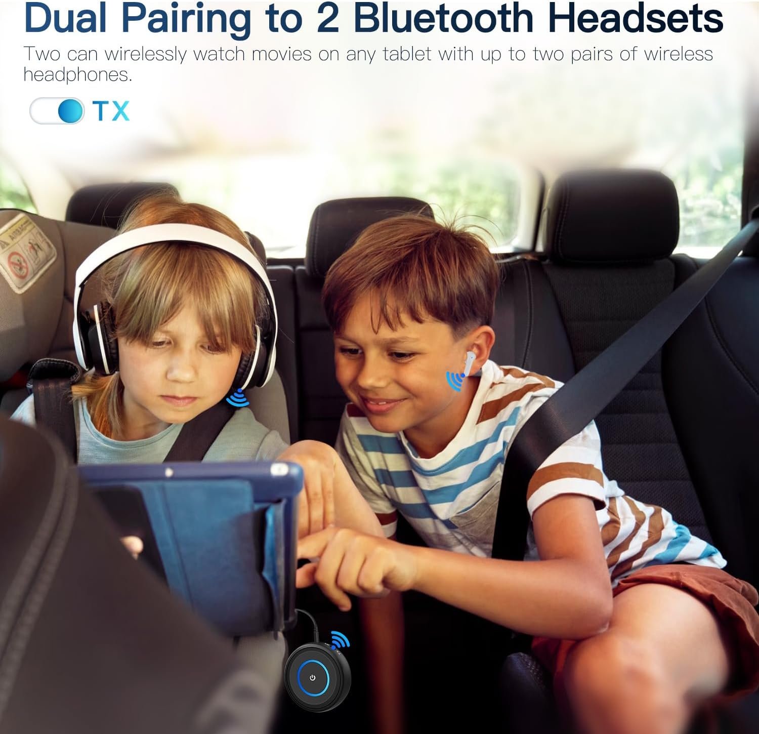 蓝牙5.3 2合1无线发射接收器 留学生宿舍老电视无线投音到蓝牙耳机 3.5mm AUX RCA 双连低延迟16H