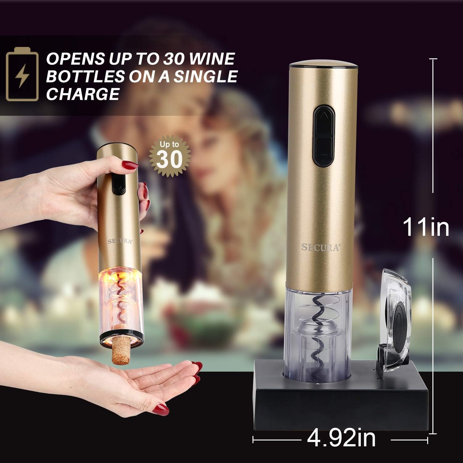 电动红酒开瓶器 自动瓶塞螺旋钻带箔切割刀可充电香槟金 留学生宿舍小聚一键开启红酒