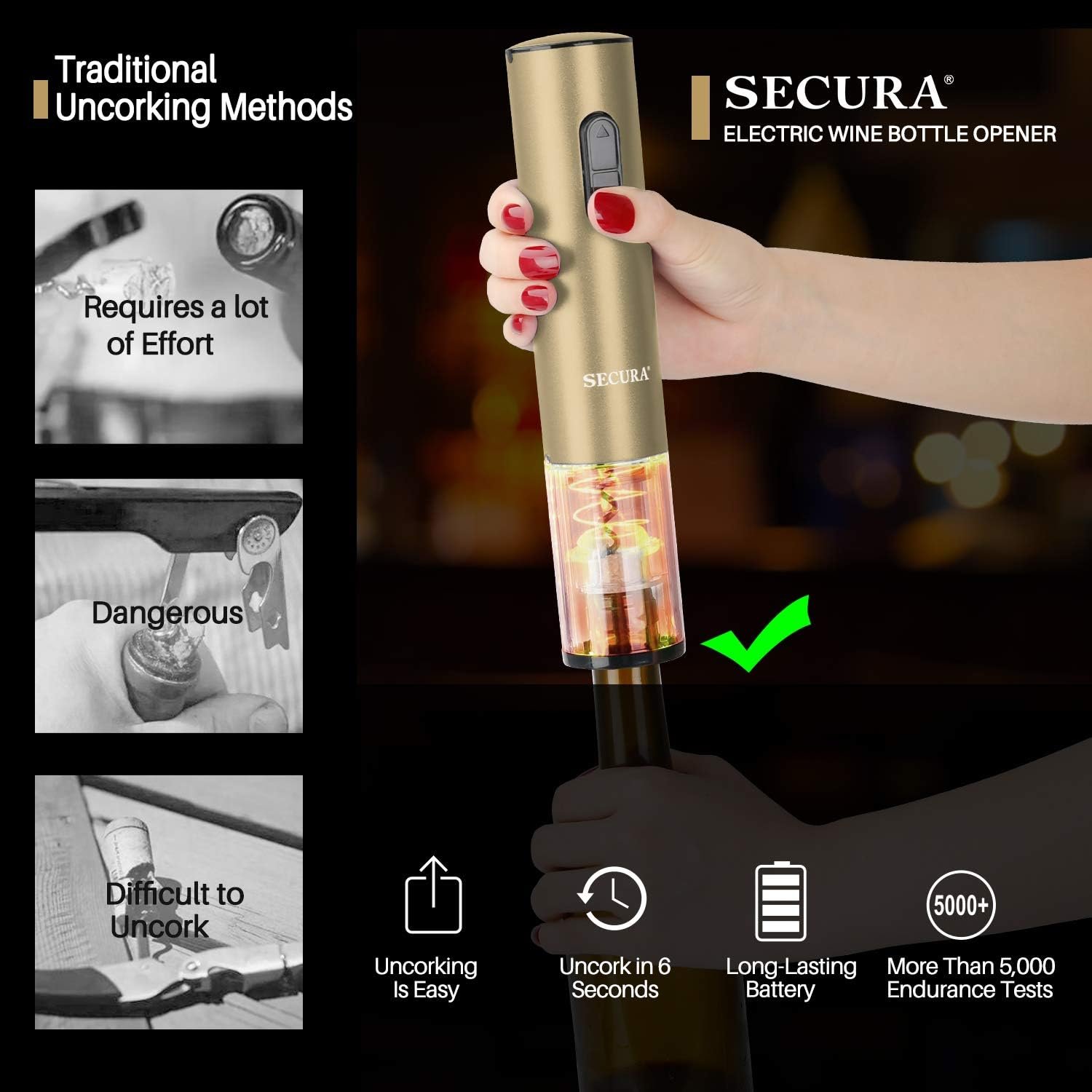 电动红酒开瓶器 自动瓶塞螺旋钻带箔切割刀可充电香槟金 留学生宿舍小聚一键开启红酒