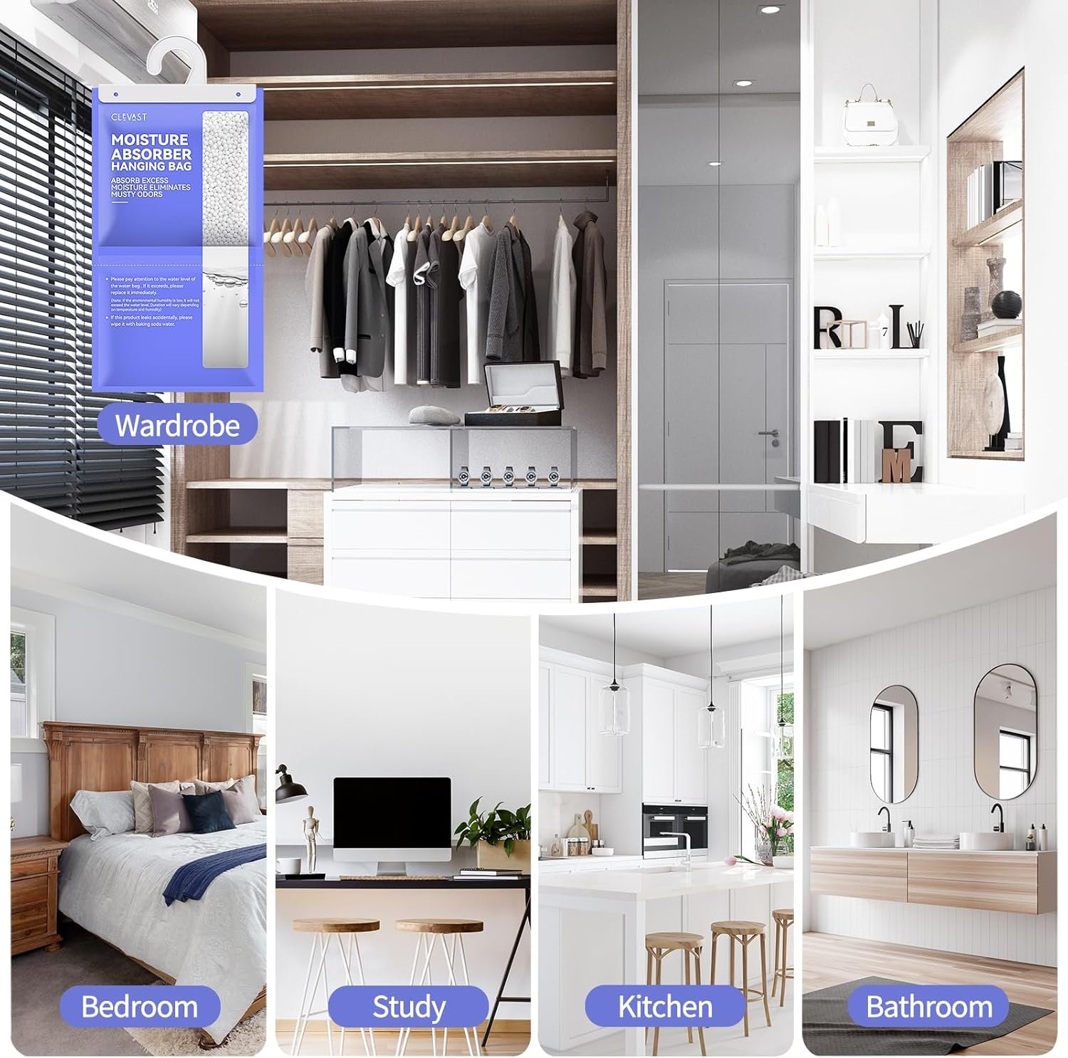 留学生宿舍衣柜挂式吸湿包 15.2oz 6包柠檬清香大容量除湿袋 海外潮湿瞬间变干爽 留学生宿舍衣柜挂式吸湿包 15.2oz 6包柠檬清香大容量除湿袋 海外潮湿瞬间变干爽