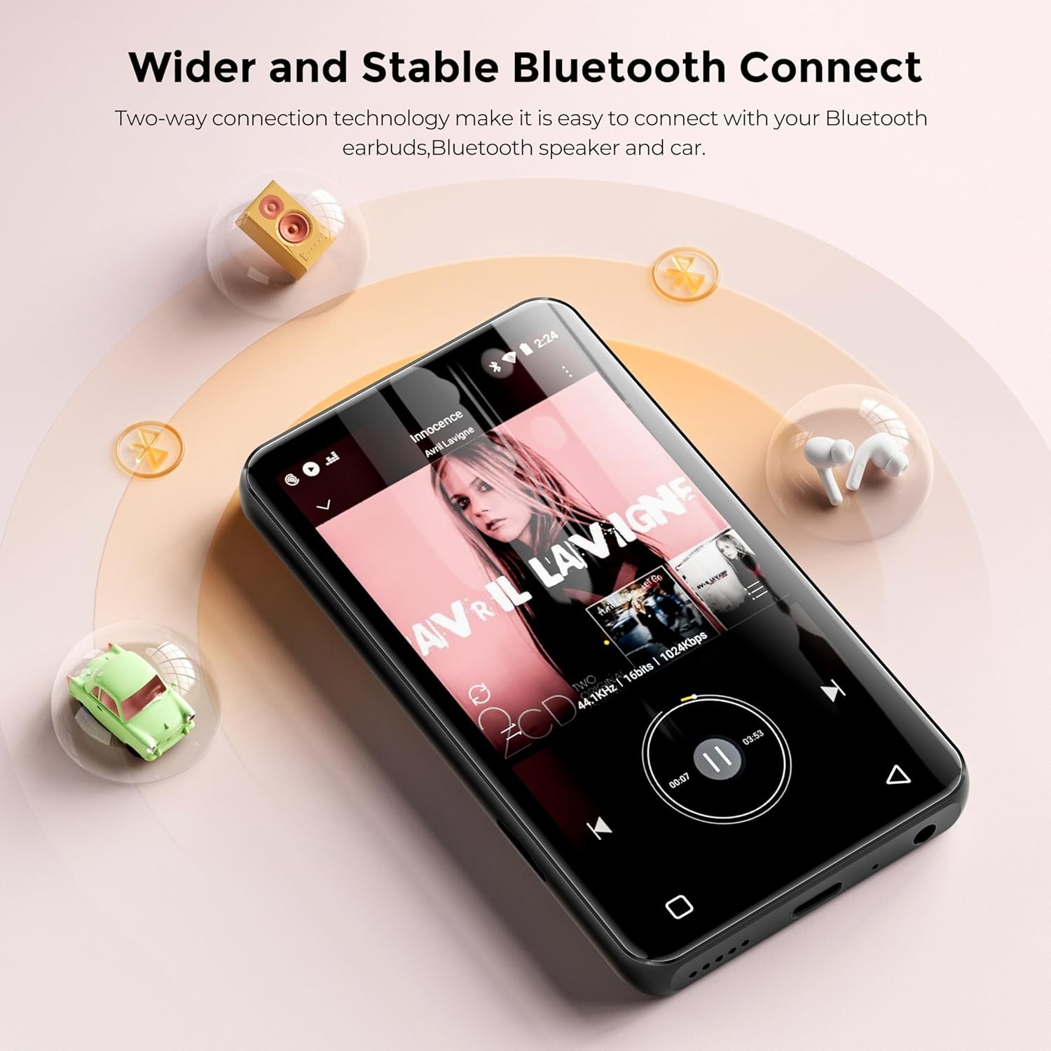 160GB蓝牙WiFi音乐播放器 4英寸触屏Android多媒体播放器 - 留学生宿舍深夜独处听家乡旋律缓解孤独（黑）