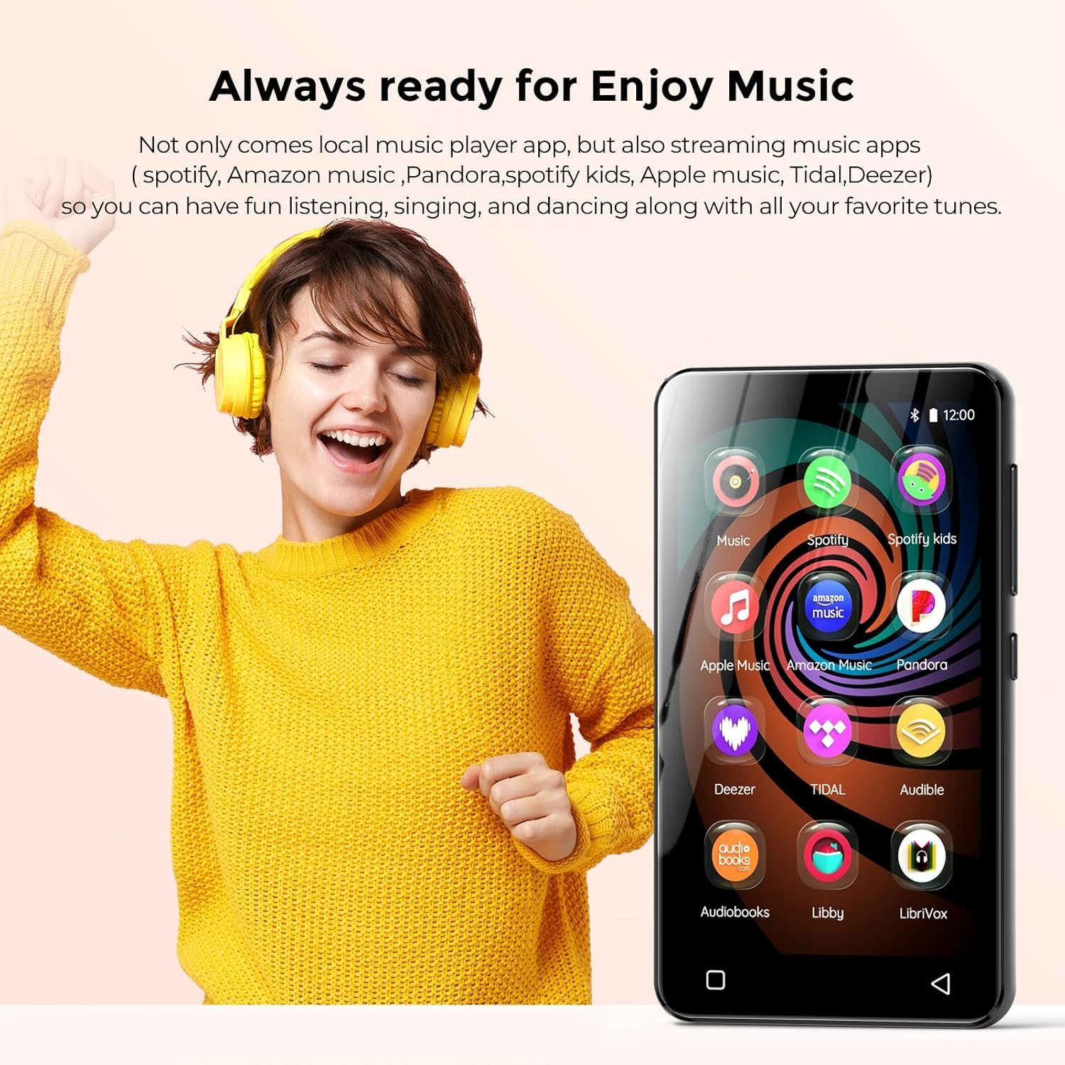 160GB蓝牙WiFi音乐播放器 4英寸触屏Android多媒体播放器 - 留学生宿舍深夜独处听家乡旋律缓解孤独（黑）