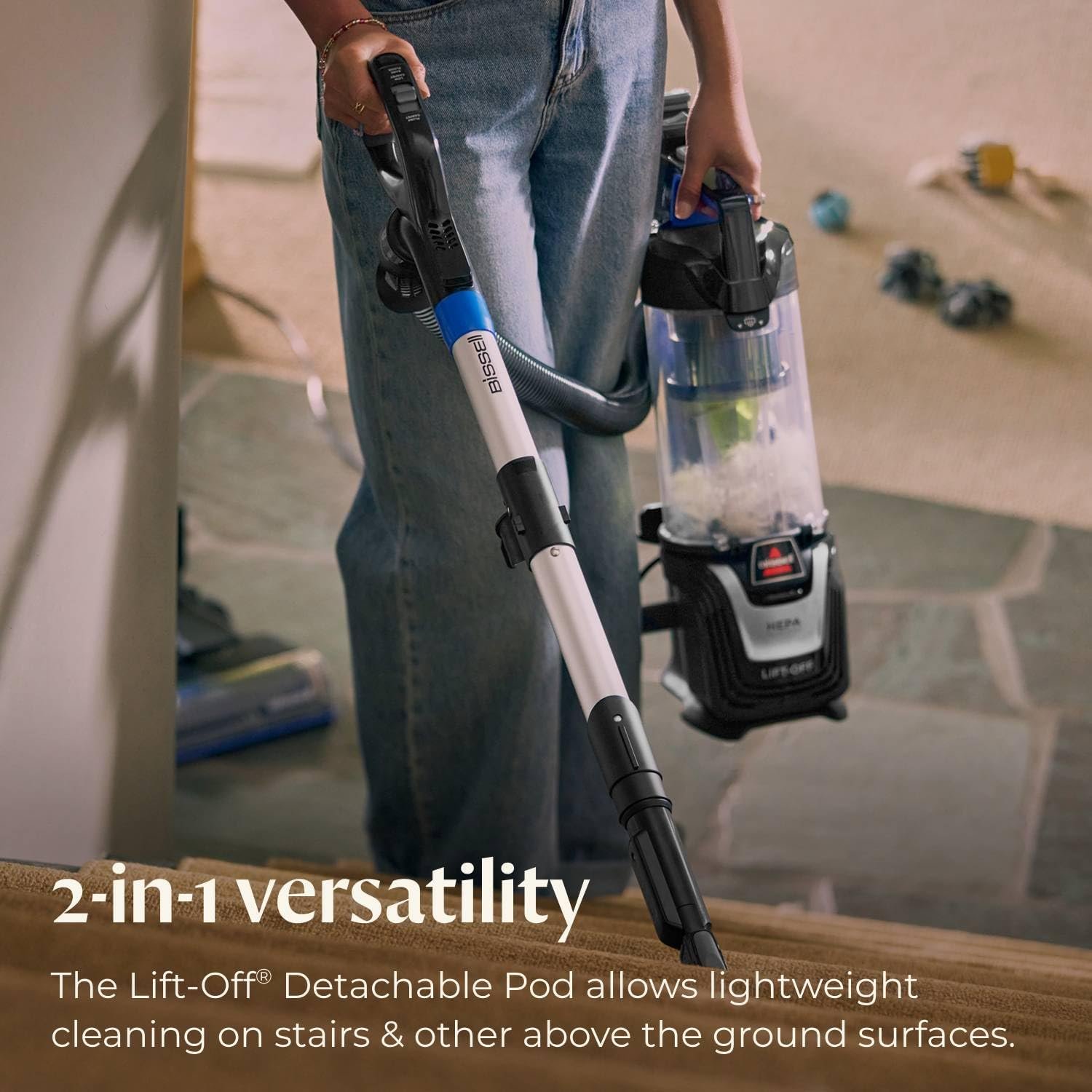 留学生公寓宠物掉毛救星：自清洁滚刷涡轮升降吸尘器，HEPA过滤强劲拾取附涡轮刷LED除尘缝隙工具