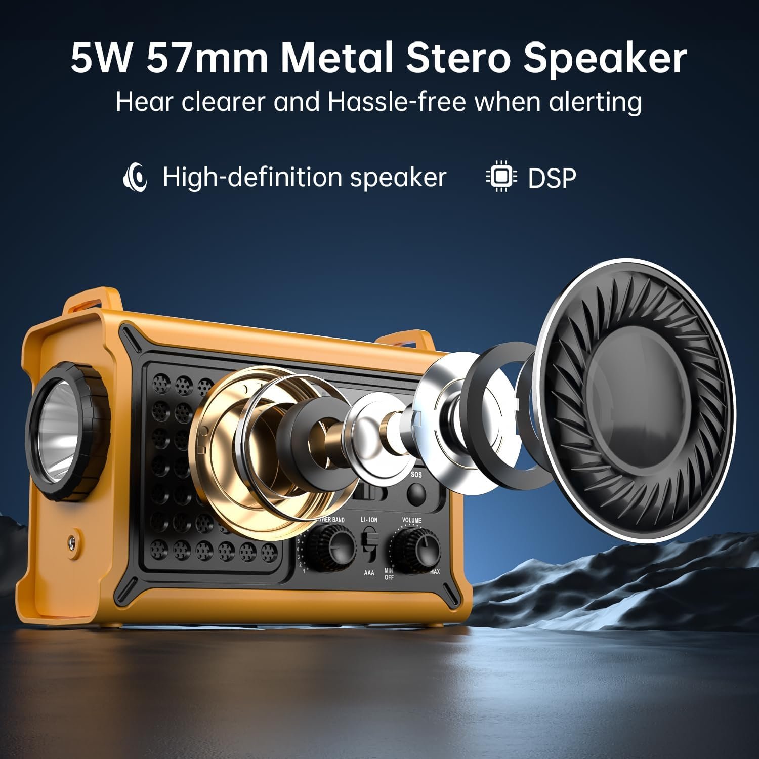 12000mAh/44400mWh AM/FM紧急便携收音机 太阳能手摇充电手电筒SOS警报灯 留学生海外暴雨停电手摇听天气保通信