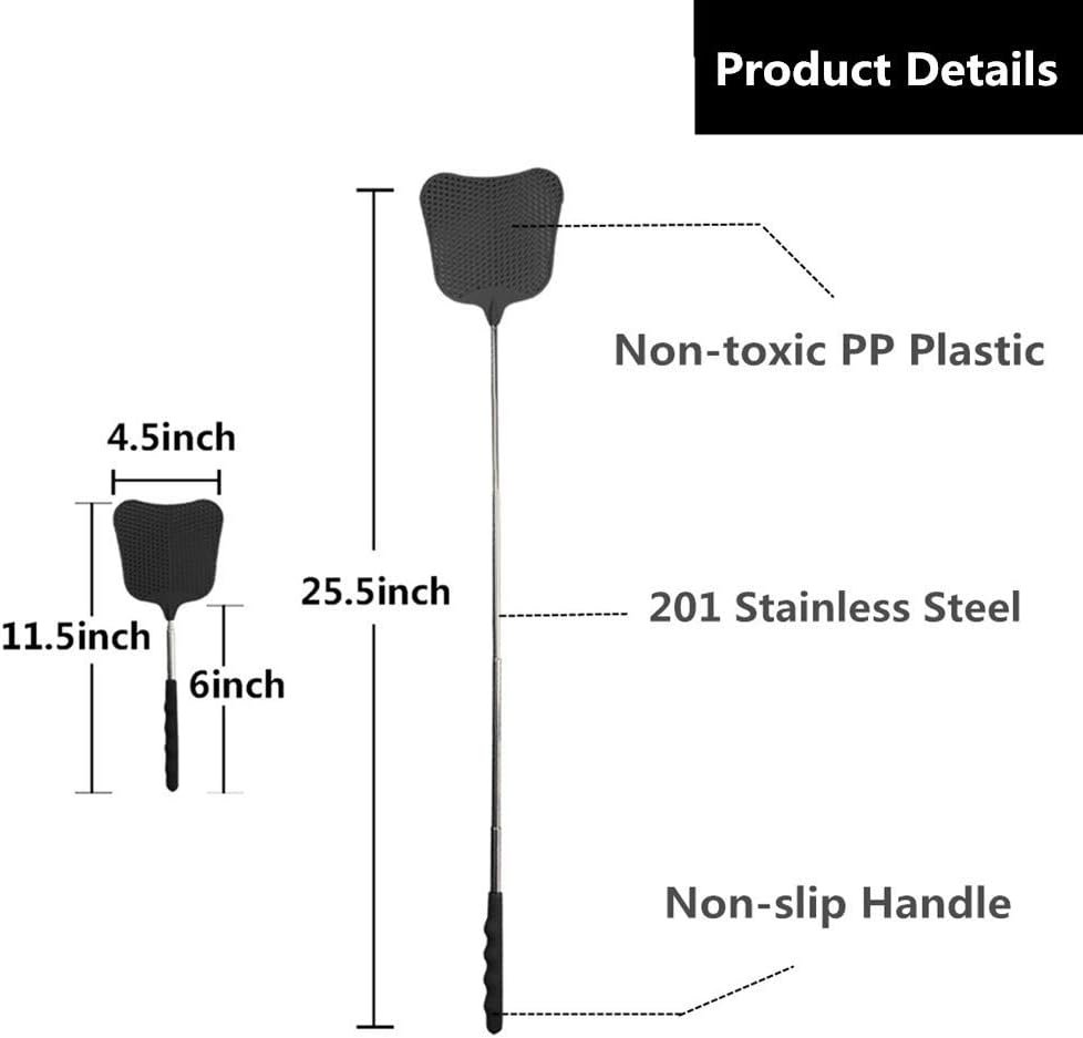 伸缩苍蝇拍 留学生宿舍厨房灭蝇利器 不锈钢重型耐用2件套 室内外快速拍杀保持卫生