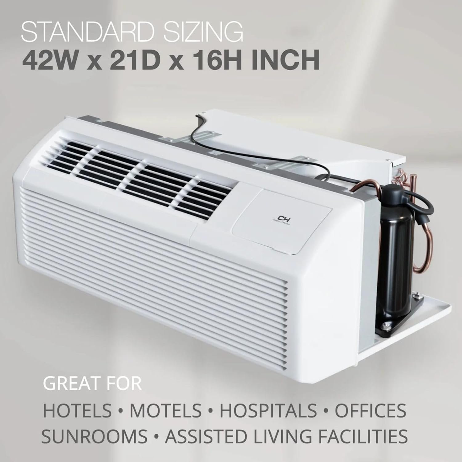 9000 BTU PTAC 终端空调热泵 内置3.5kW电加热器 无线智能遥控电源线 R32制冷剂 – 留学生海外公寓嵌入窗边一键温暖小窝驱寒过冬