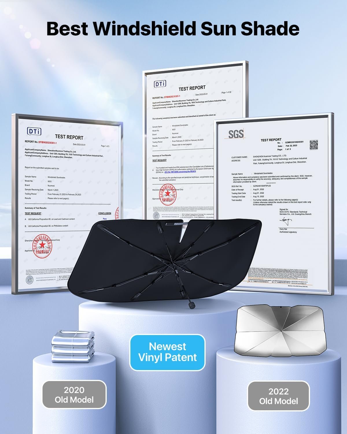 留学生海外自驾停车回车秒凉：挡风玻璃遮阳伞 乙烯基涂层热屏蔽 防晒护内饰 弹簧结构 中号56英寸长x31英寸宽