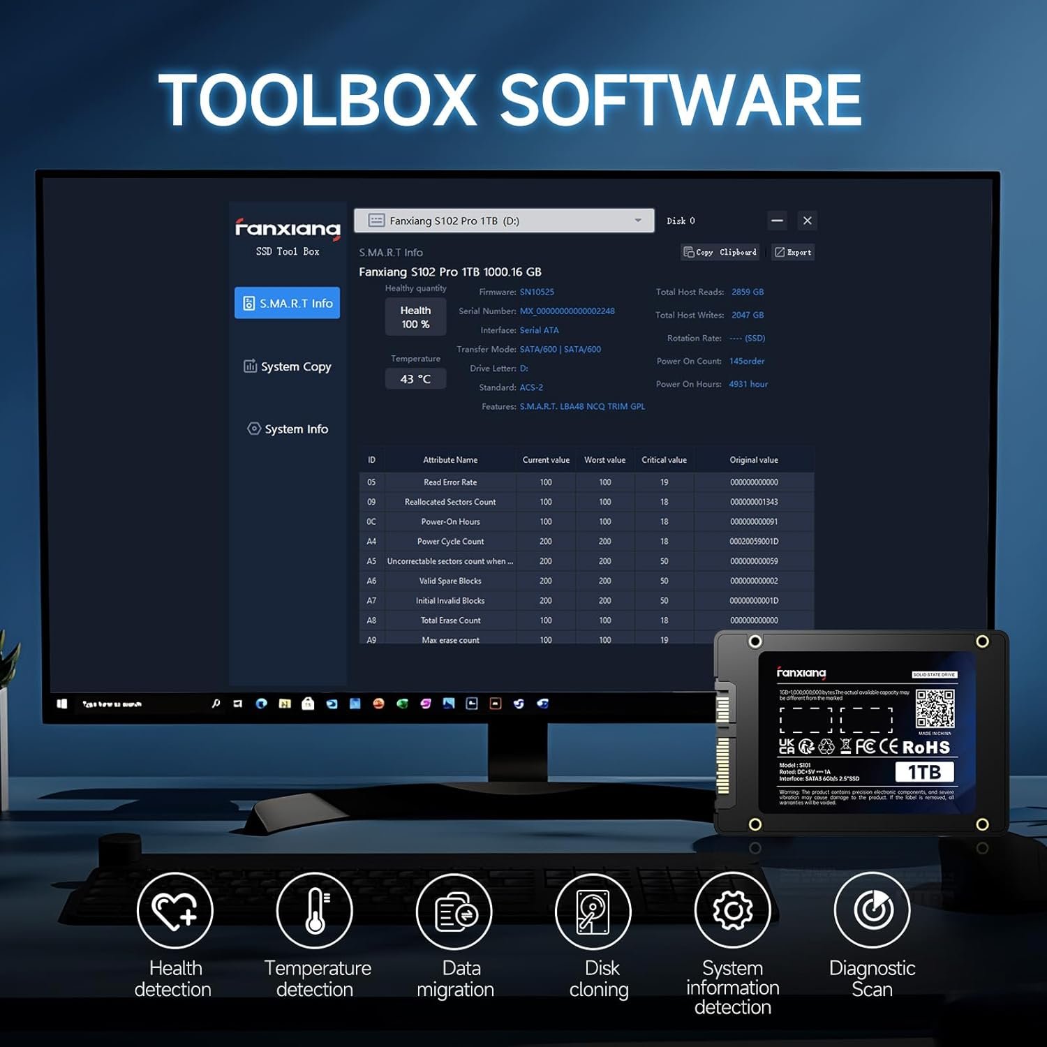 2TB SATA3 6Gb/s 2.5英寸固态硬盘 留学生宿舍笔记本升级 极速加载海量论文视频 深夜高效学习不卡顿