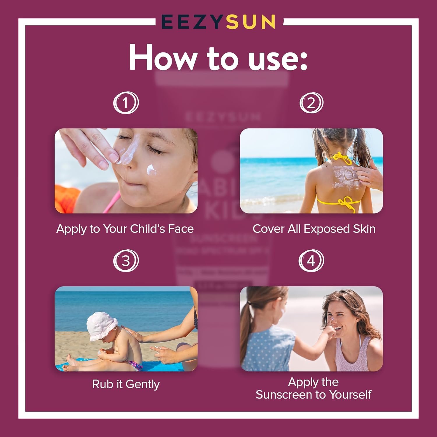 宝宝儿童SPF50矿物防晒霜 | 留学生海外海滩亲子嬉水敏感肌守护 | 含芦荟防水无残忍礁安全旅行装3.3fl oz