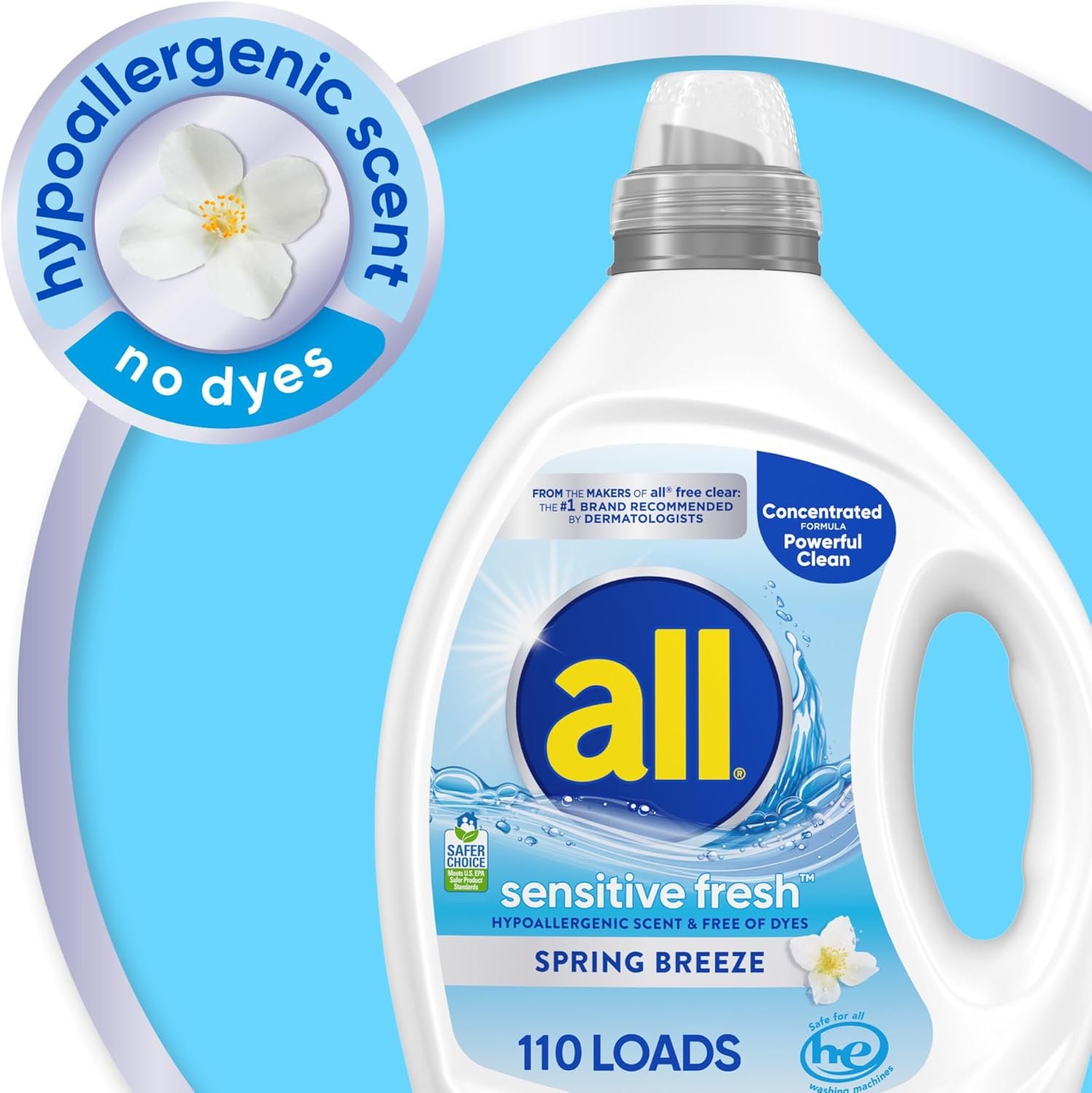 留学生海外宿舍敏感肌春风清新液体洗衣液,低敏无染料浓缩装82.5oz 110次洗,瞬间缓解水土不服衣物护理痛点 留学生海外宿舍敏感肌春风清新液体洗衣液,低敏无染料浓缩装82.5oz 110次洗,瞬间缓解水土不服衣物护理痛点