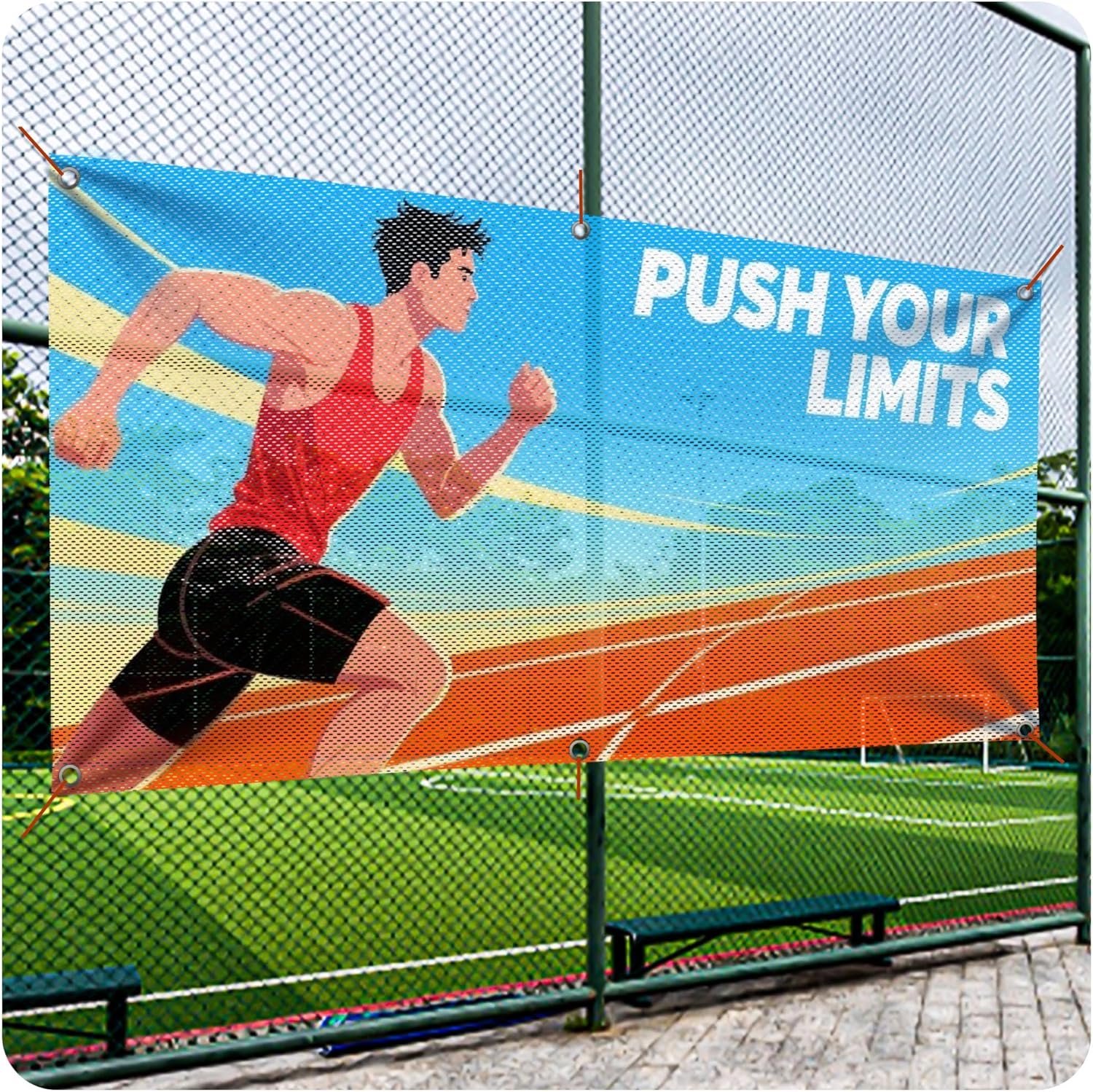 定制网格横幅 留学生校园社团赛事围栏个性化Logo宣传 2'x4'