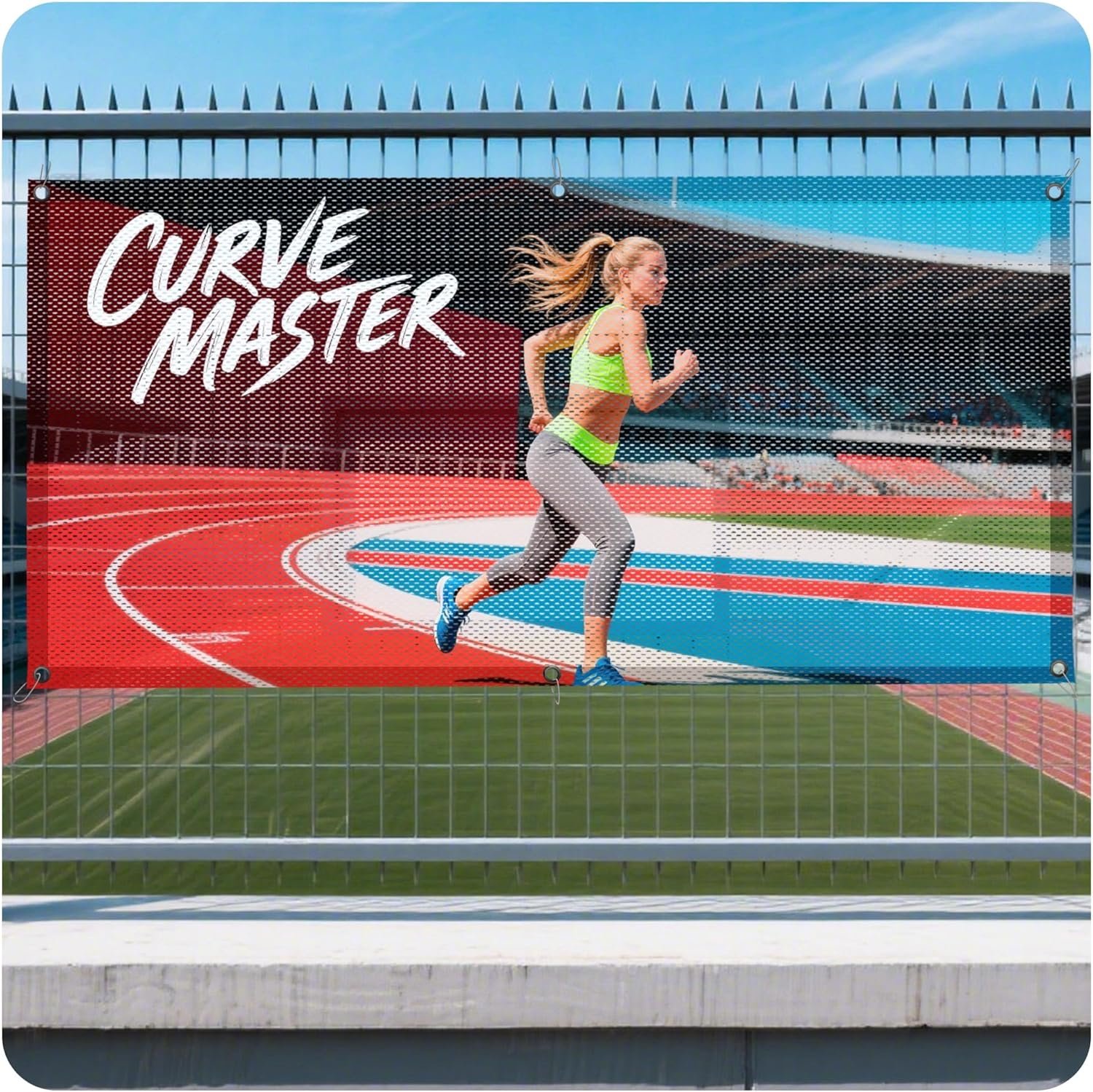 定制网格横幅 留学生校园社团赛事围栏个性化Logo宣传 2'x4'