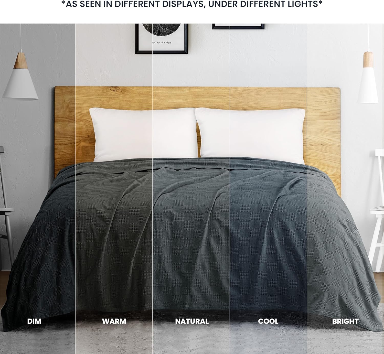 烟灰色纯棉四季毯[皇后尺寸90x90英寸]350GSM 留学生宿舍夜半蜷缩暖伴 轻盈透气拥抱海外孤单