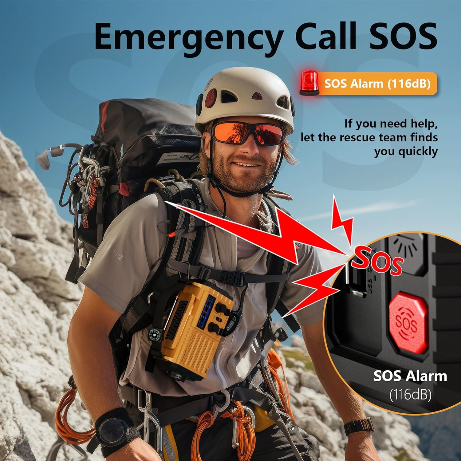 留学生海外暴雨断电应急多功能收音机 太阳能手摇5000mAh手机充电器 LED手电阅读灯SOS报警生存神器