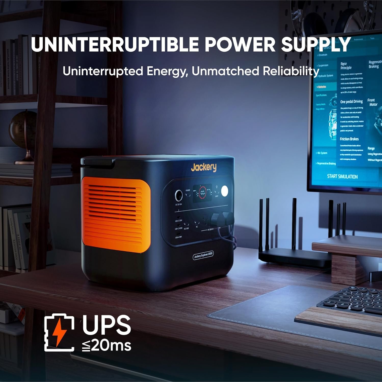 2042Wh LiFePO4便携式电源站 2200W太阳能发电机家用备份电池，留学生海外宿舍暴雨停电夜 USB-C PD 100W快充守护视频通话解乡愁