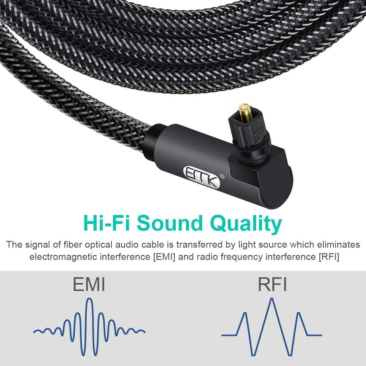 90度Toslink光纤音频线 360°旋转插头公对公 留学生宿舍连接TV音响游戏机瞬间高清环绕声 灰色1米