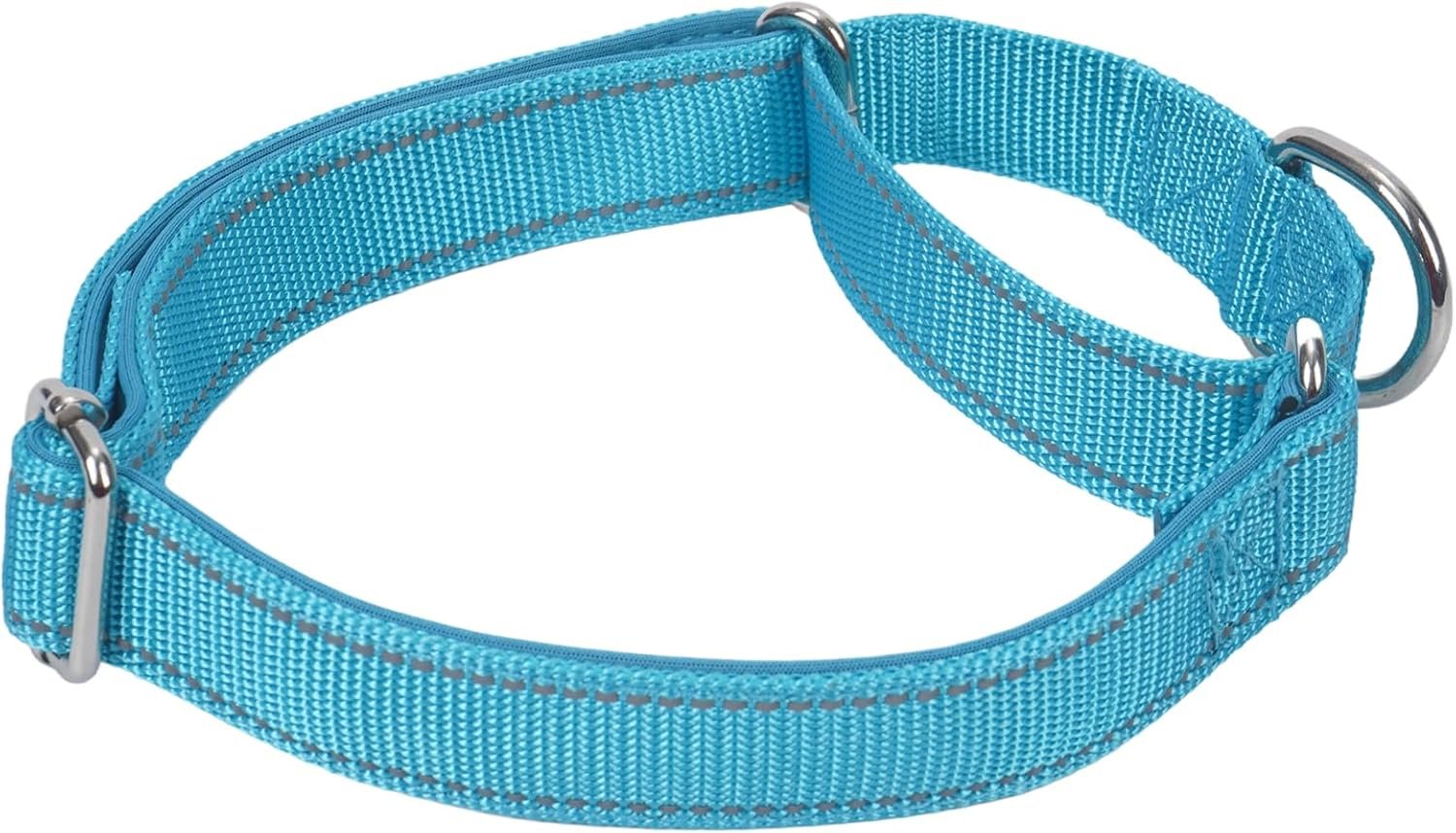 马丁格尔狗训练项圈 反光尼龙加厚 中型犬蓝色M 留学生海外夜遛安全控拉