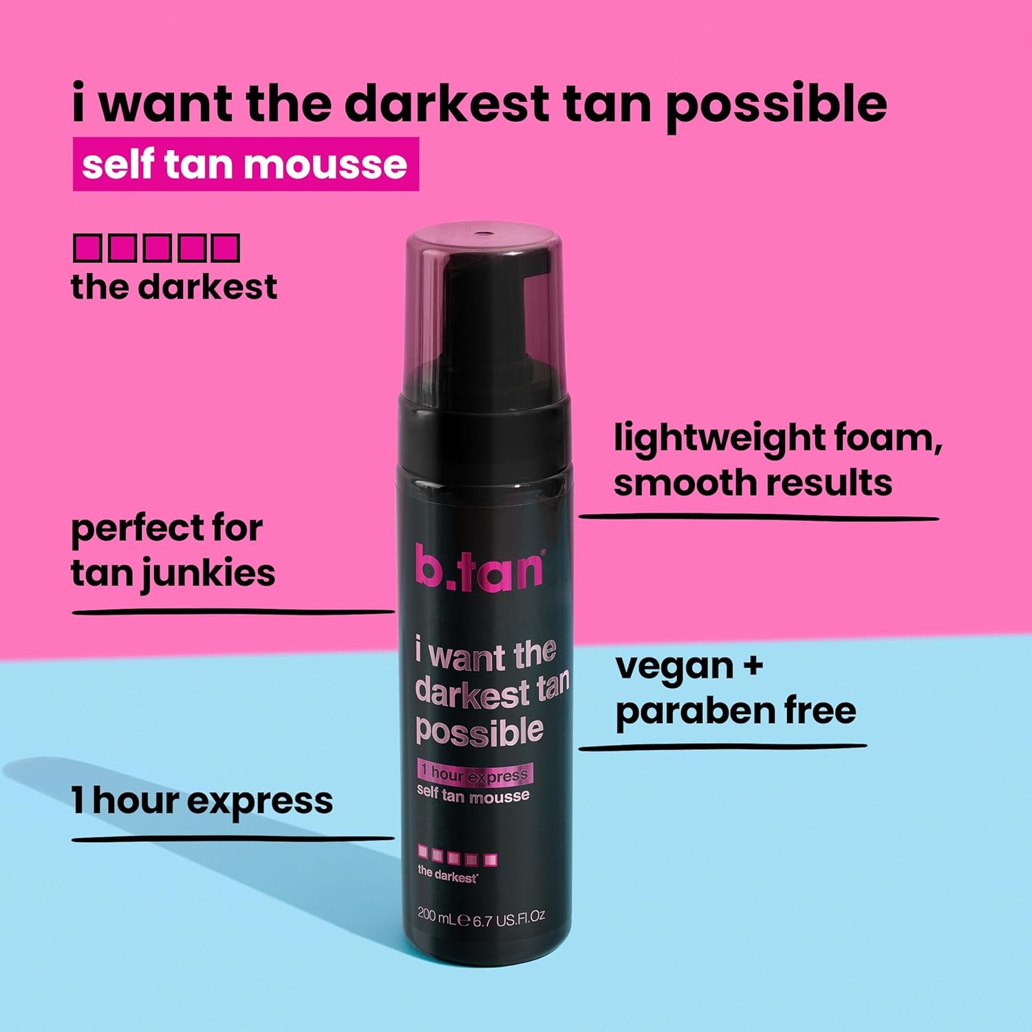 超暗自晒黑慕斯 | 留学生宿舍1小时速成海外派对黄金古铜肤 - 无假晒味速干泡沫，脸身通用，纯素无动物实验，6.7盎司