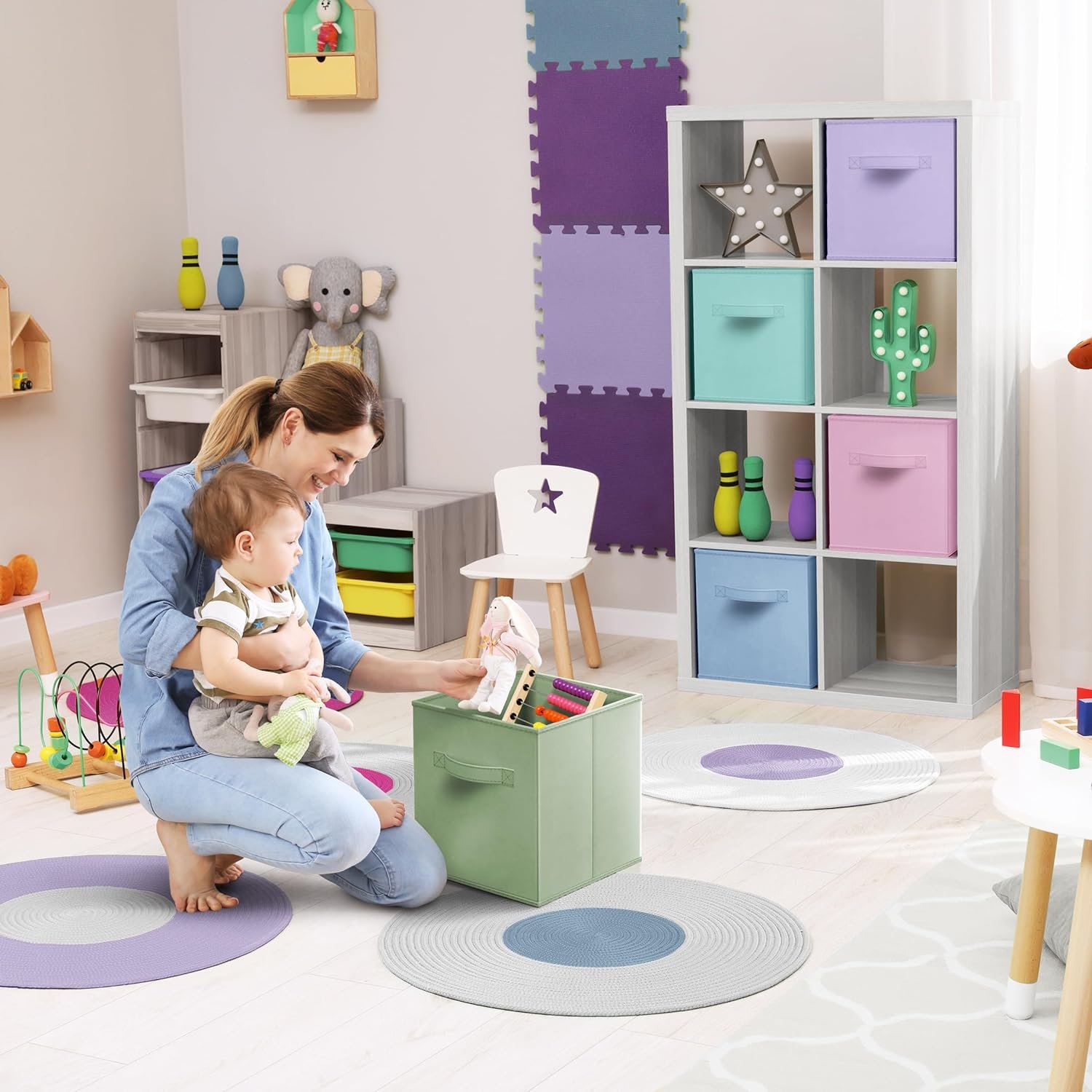 6个11寸可折叠布料储物立方体 - 留学生宿舍行李爆满瞬间收纳衣物厨房用品 带手柄架子整理箱