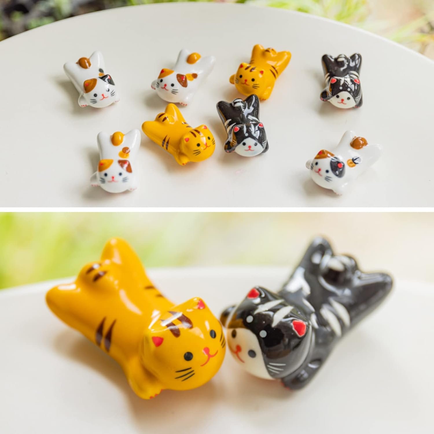 5件套可爱猫咪筷子架，留学生宿舍厨房餐具支架，狭小空间优雅放置筷子勺叉，唤醒家乡温暖的用餐瞬间