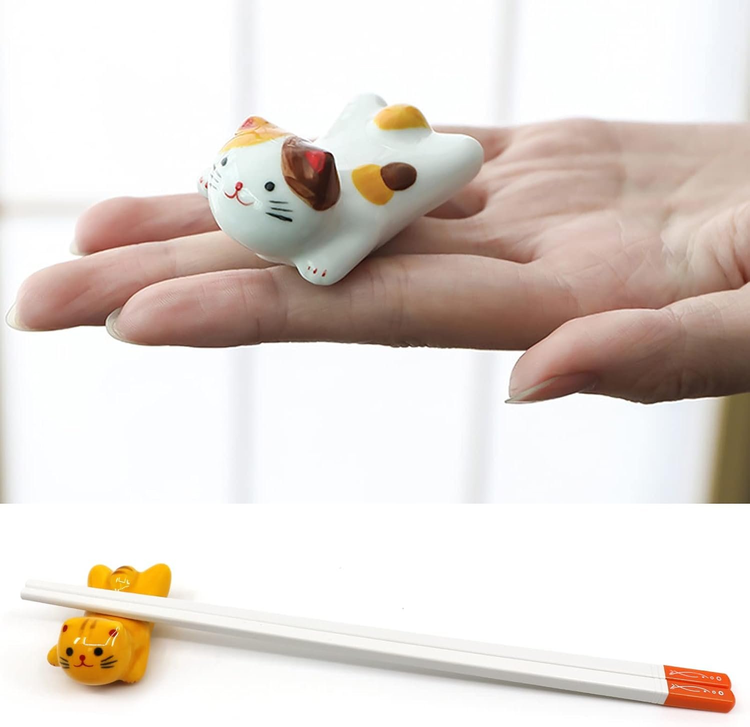 5件套可爱猫咪筷子架，留学生宿舍厨房餐具支架，狭小空间优雅放置筷子勺叉，唤醒家乡温暖的用餐瞬间
