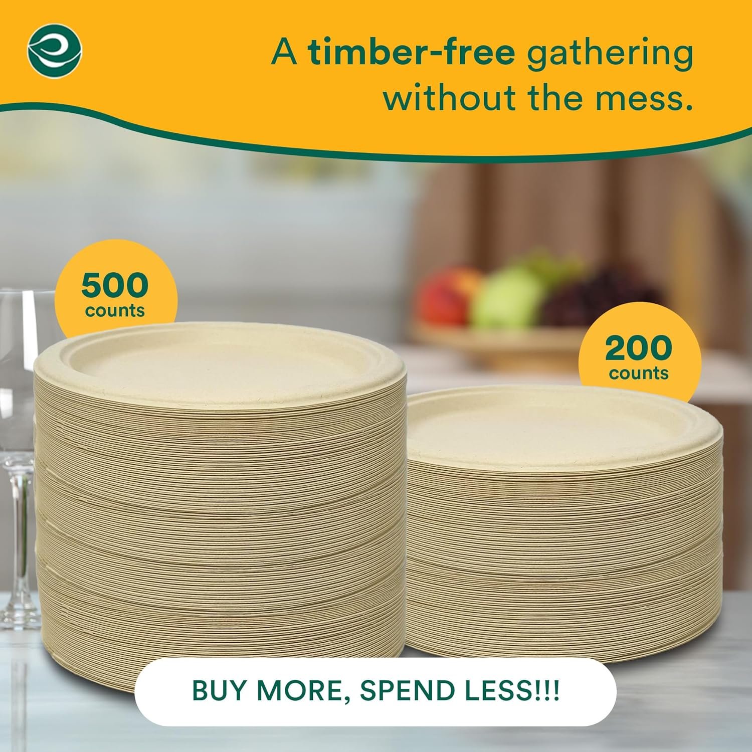 6英寸重型可堆肥纸盘[100包] 留学生宿舍微波甜点小聚 免洗分享热腾腾归属瞬间