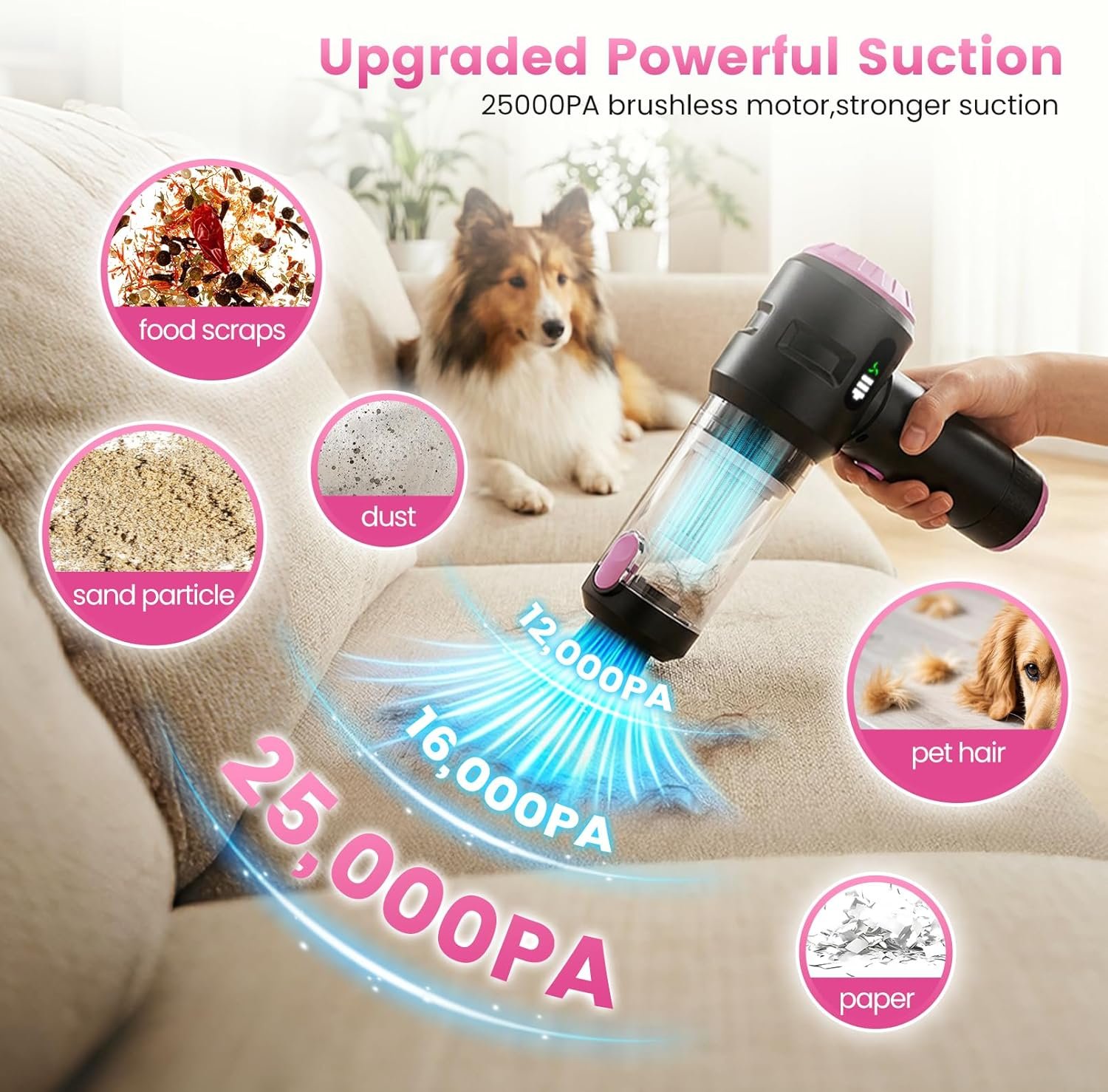 手持车载吸尘器 25000PA强旋风吸力 可折叠迷你便携无绳 数字显示一键除尘 留学生自驾归来车内秒清零食屑灰尘(紫) 手持车载吸尘器 25000PA强旋风吸力 可折叠迷你便携无绳 数字显示一键除尘 留学生自驾归来车内秒清零食屑灰尘(紫)