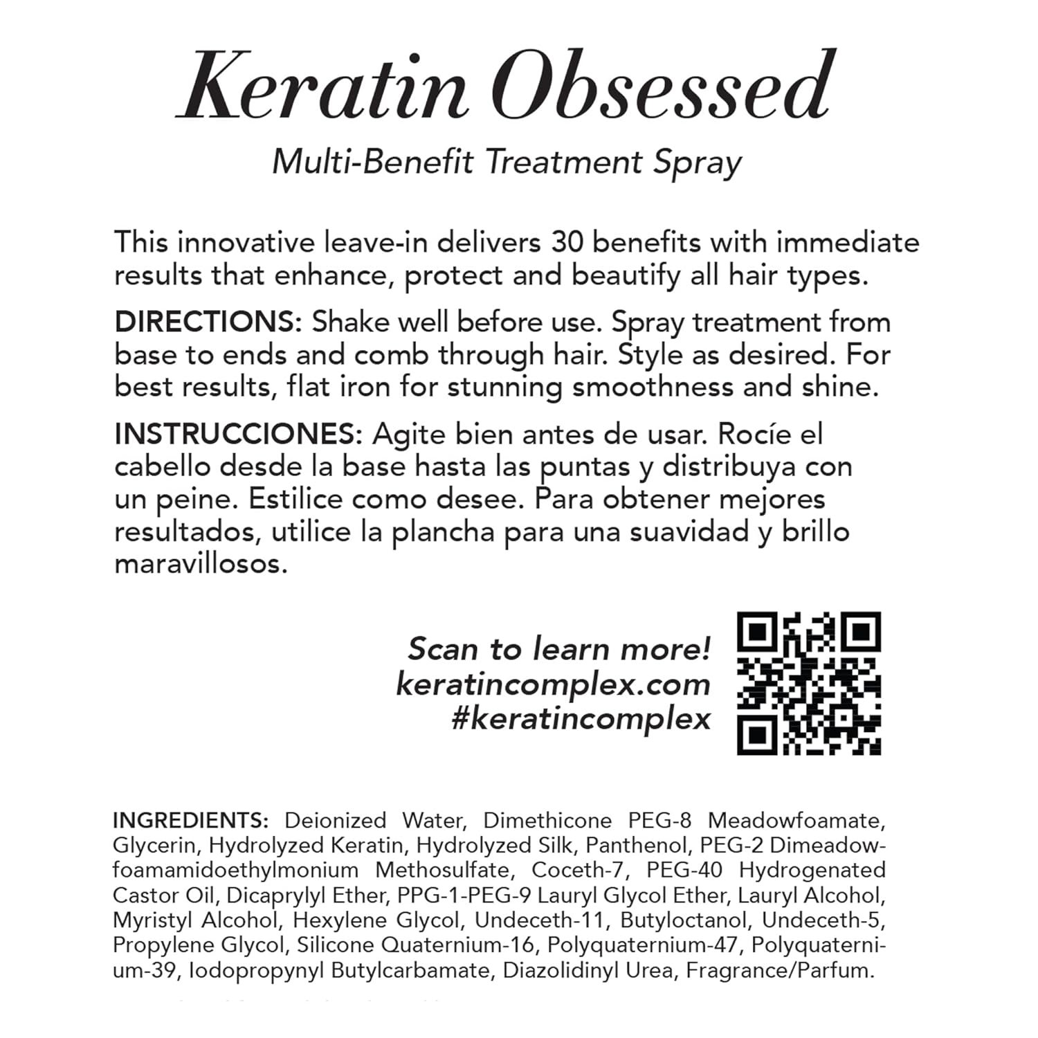 角蛋白多效护发喷雾 5fl oz 留学生宿舍晨起一喷顺滑秀发自信上课