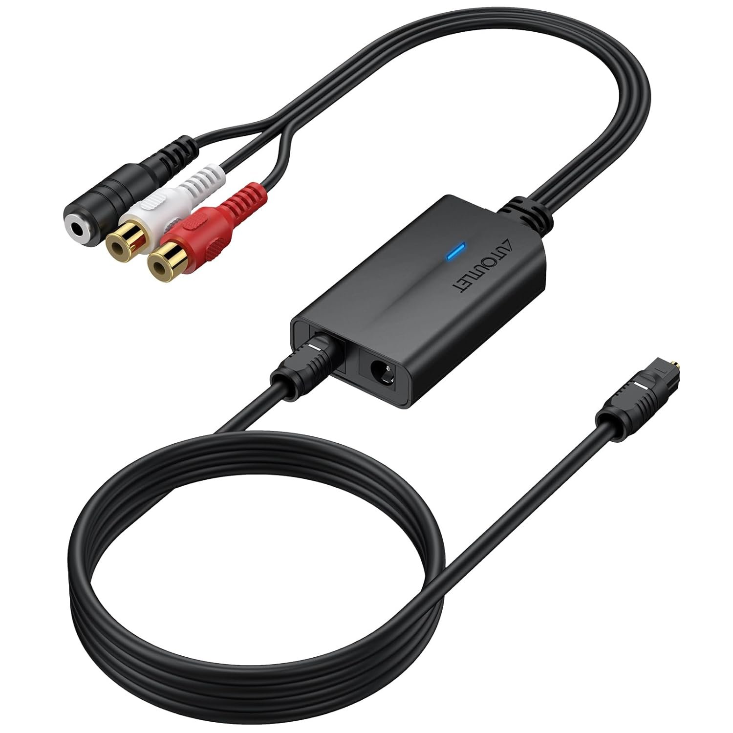 192kHz DAC数字转模拟音频转换器 SPDIF光纤转RCA+3.5mm适配器 24Bit高保真 - 留学生宿舍周末追家乡剧集升级沉浸音效瞬间